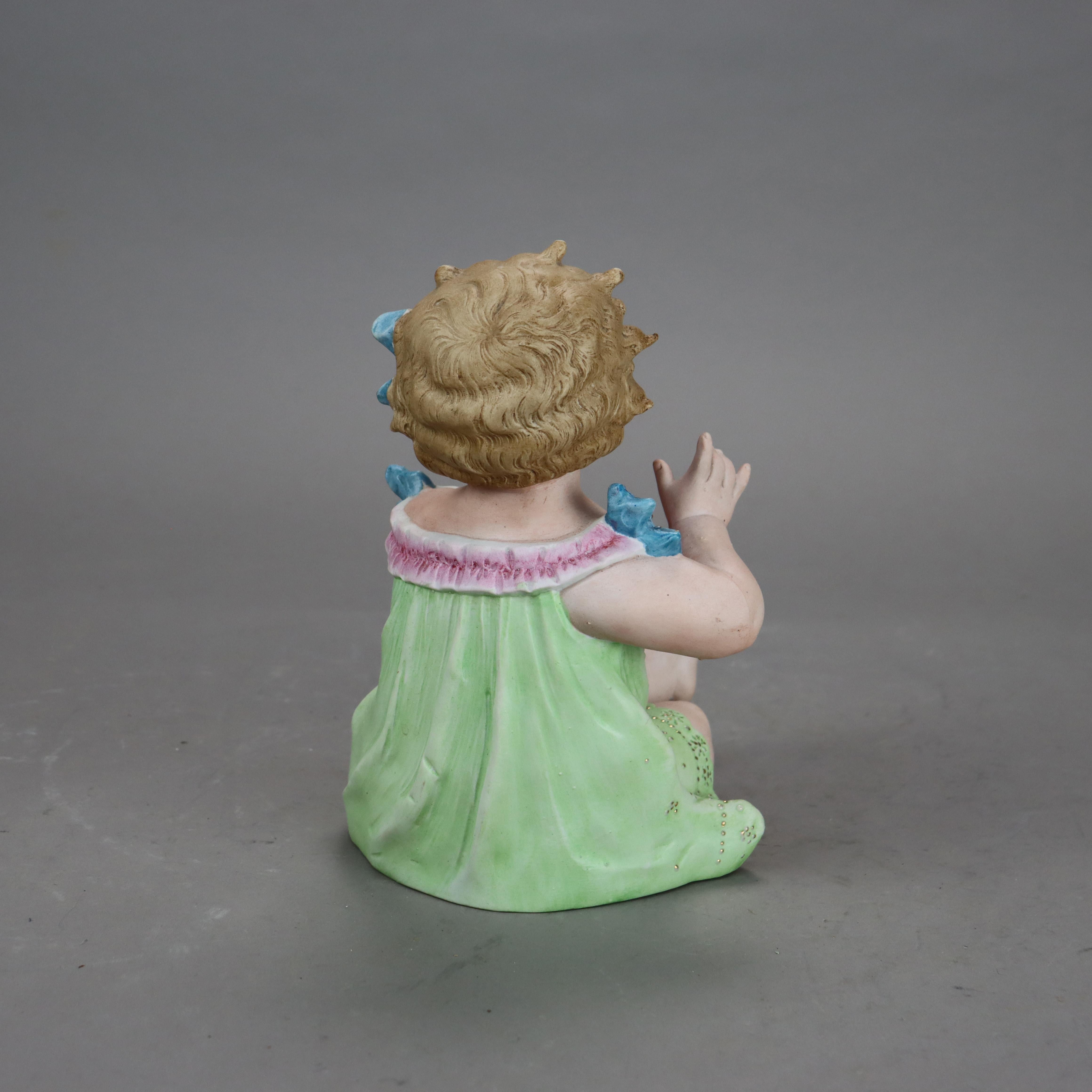 Pair of Antique Hand Painted Bisque Porcelain Piano Babies C1890 1