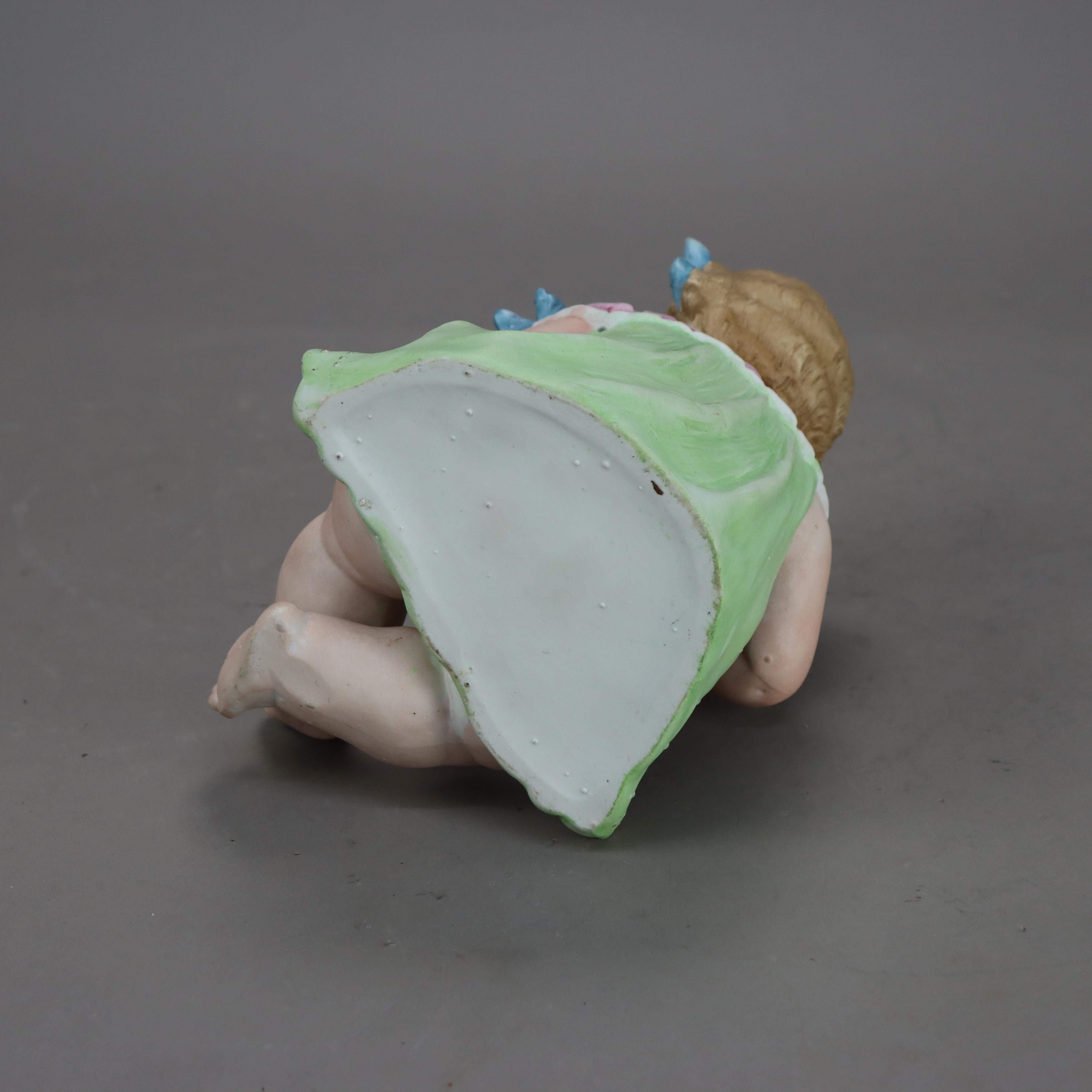 Pair of Antique Hand Painted Bisque Porcelain Piano Babies C1890 2