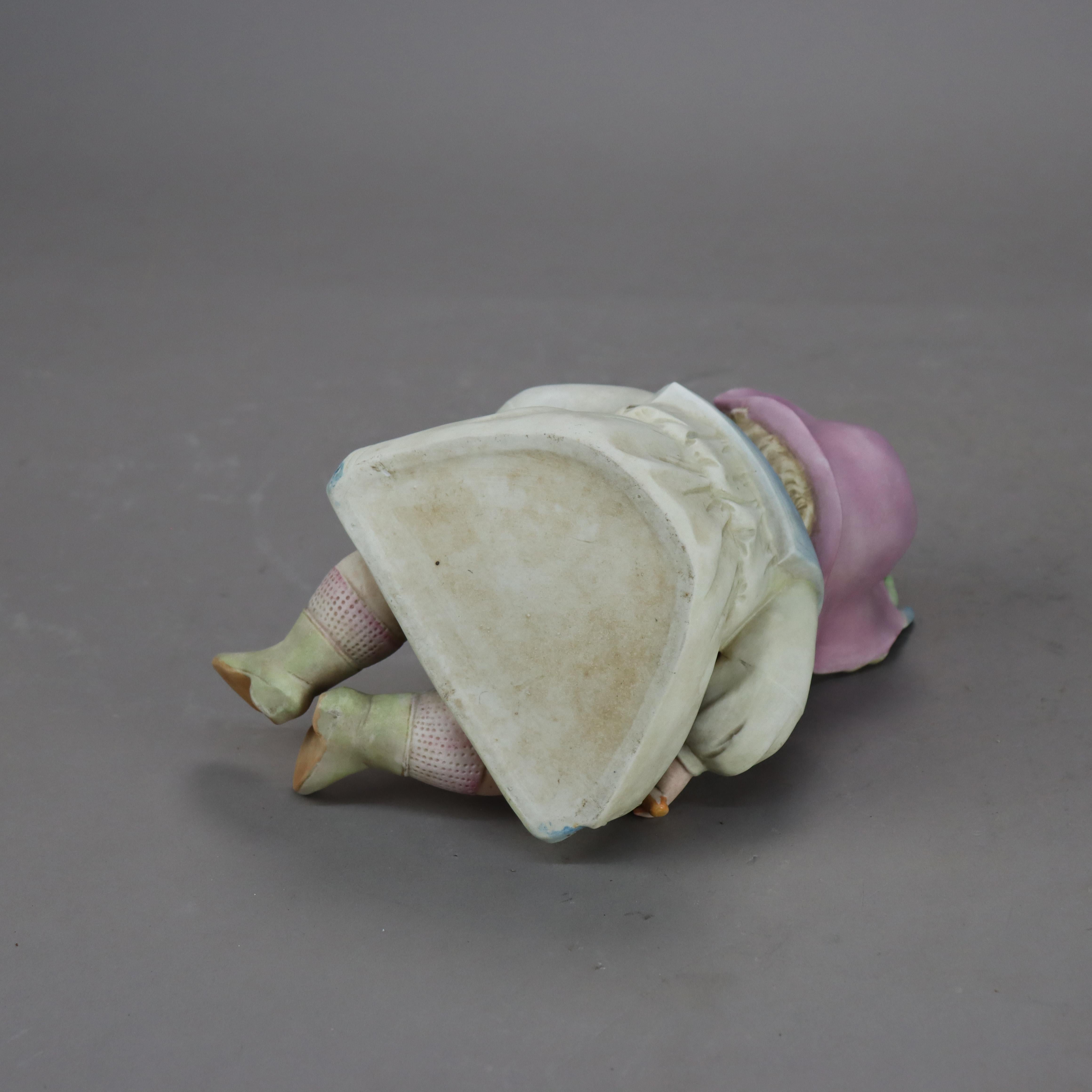 Pair of Antique Hand Painted Bisque Porcelain Piano Babies C1890 3
