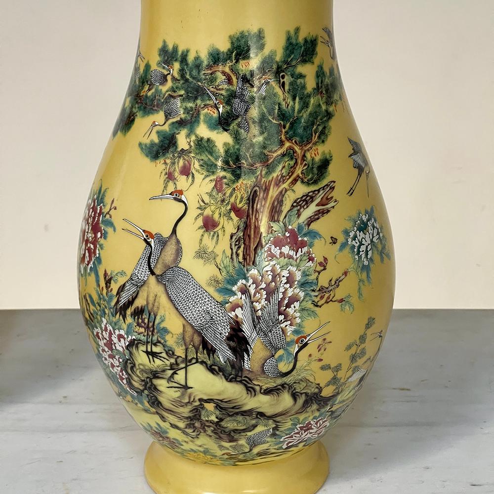 Pair of Antique Hand-Painted Chinese Vases 1