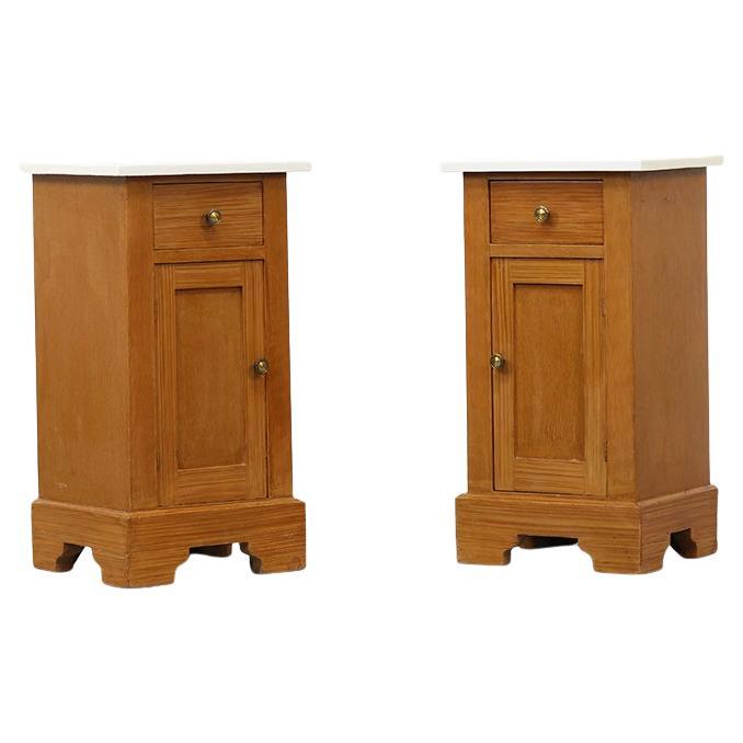 Pair of Antique Hand-Painted Faux Bois Nightstands