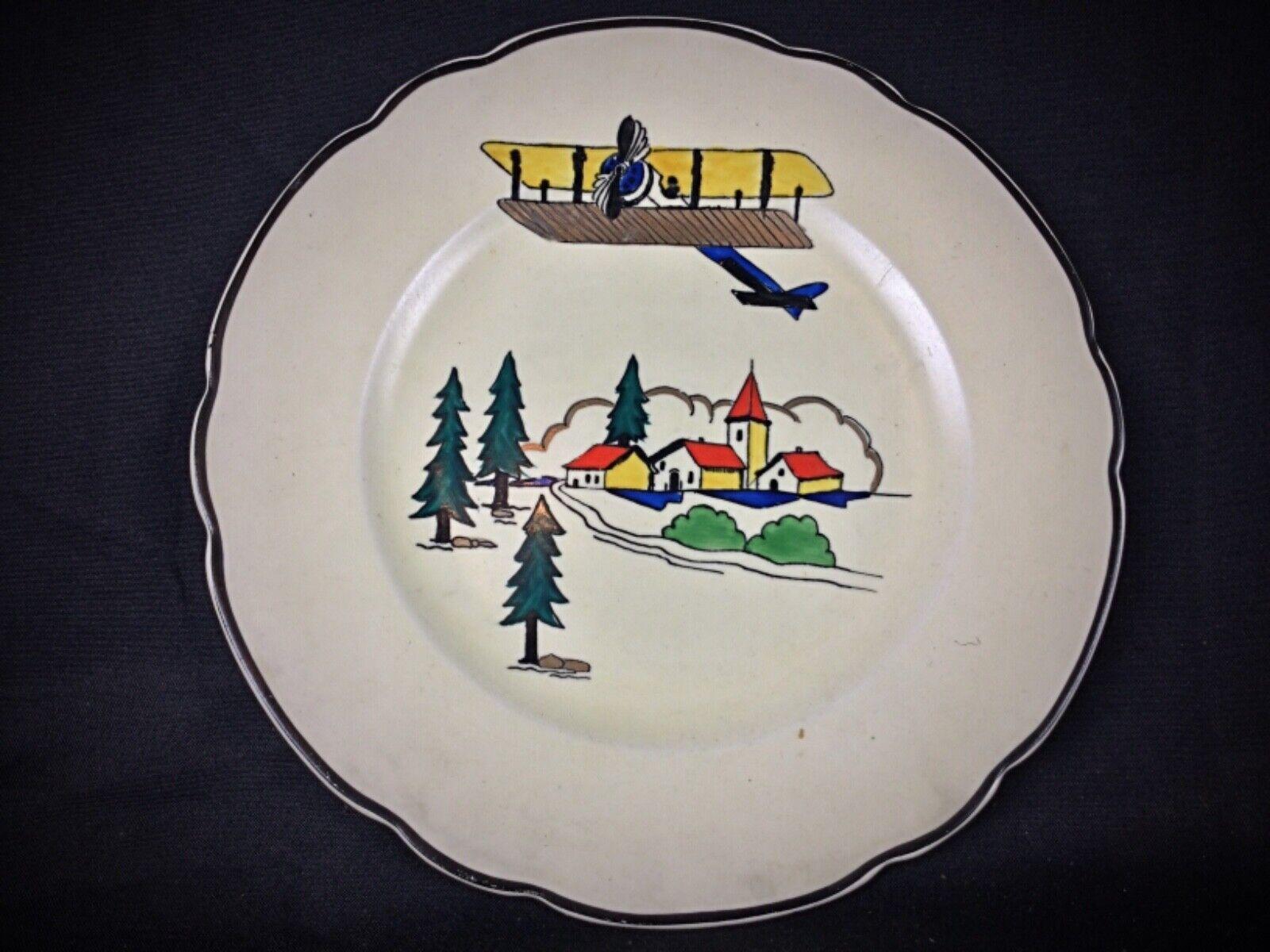 Empire Pair of Antique Hand-Painted Longwy Plates - 