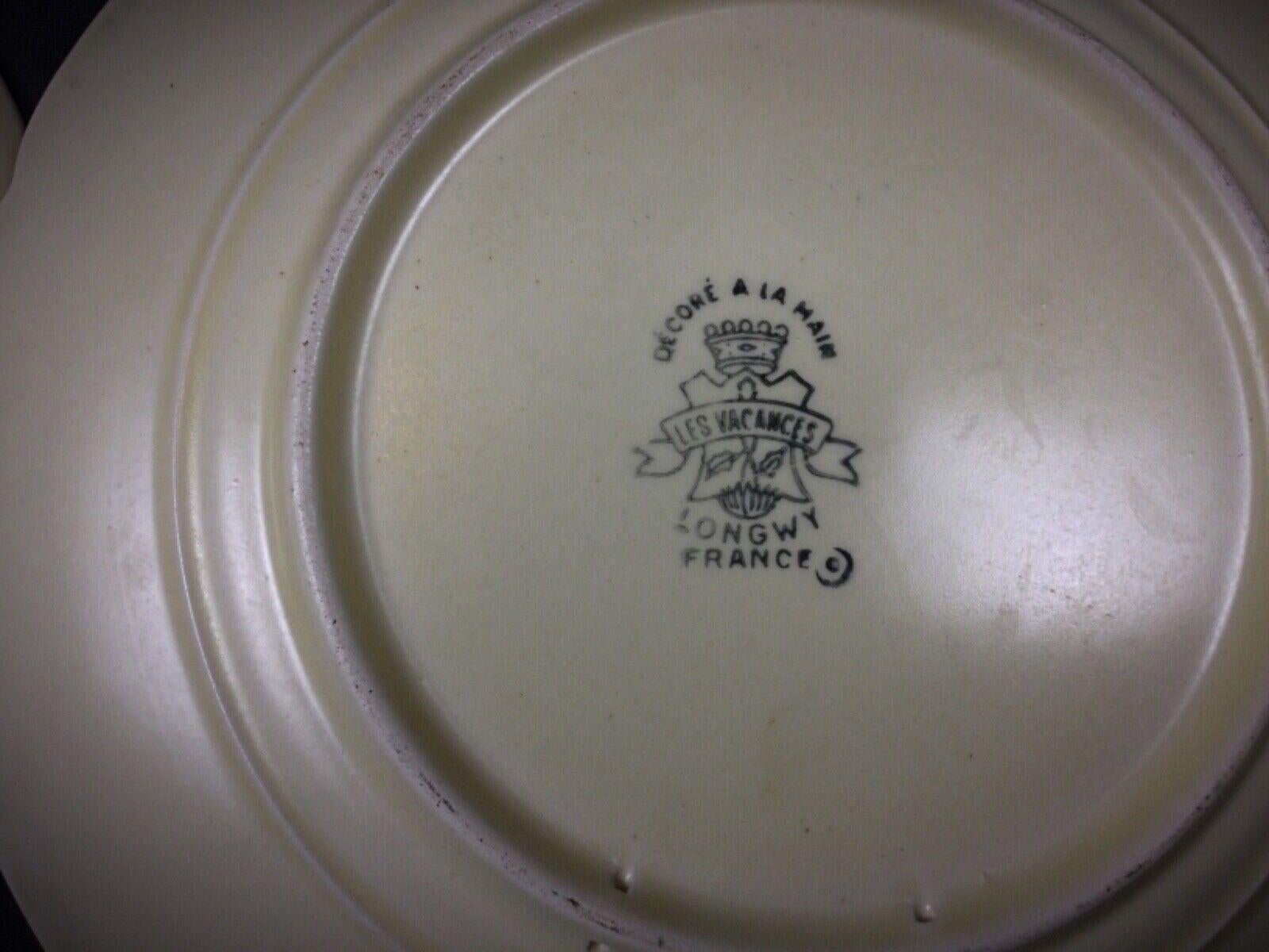 Pair of Antique Hand-Painted Longwy Plates - 