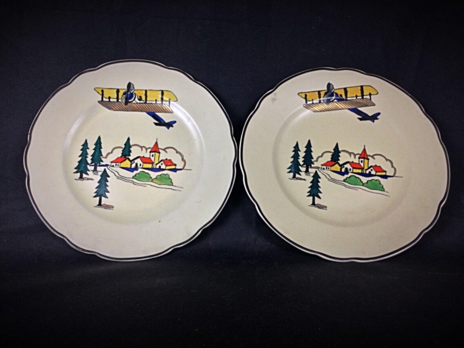 20th Century Pair of Antique Hand-Painted Longwy Plates - 