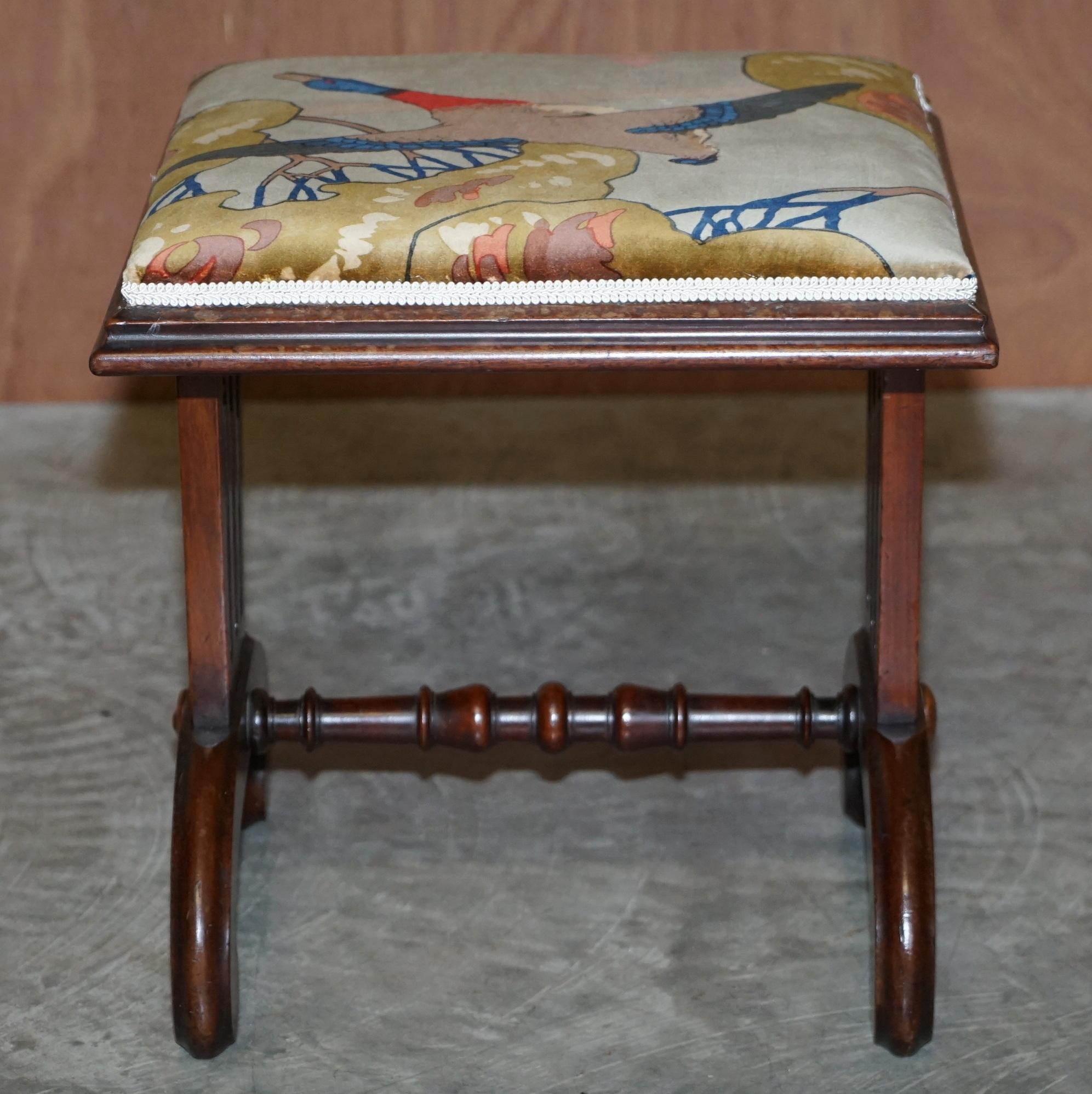 Pair of Antique Hardwood William IV circa 1830 Footstools Mulberry Flying Ducks 3