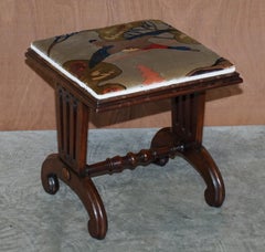 Pair of Antique Hardwood William IV circa 1830 Footstools Mulberry Flying Ducks