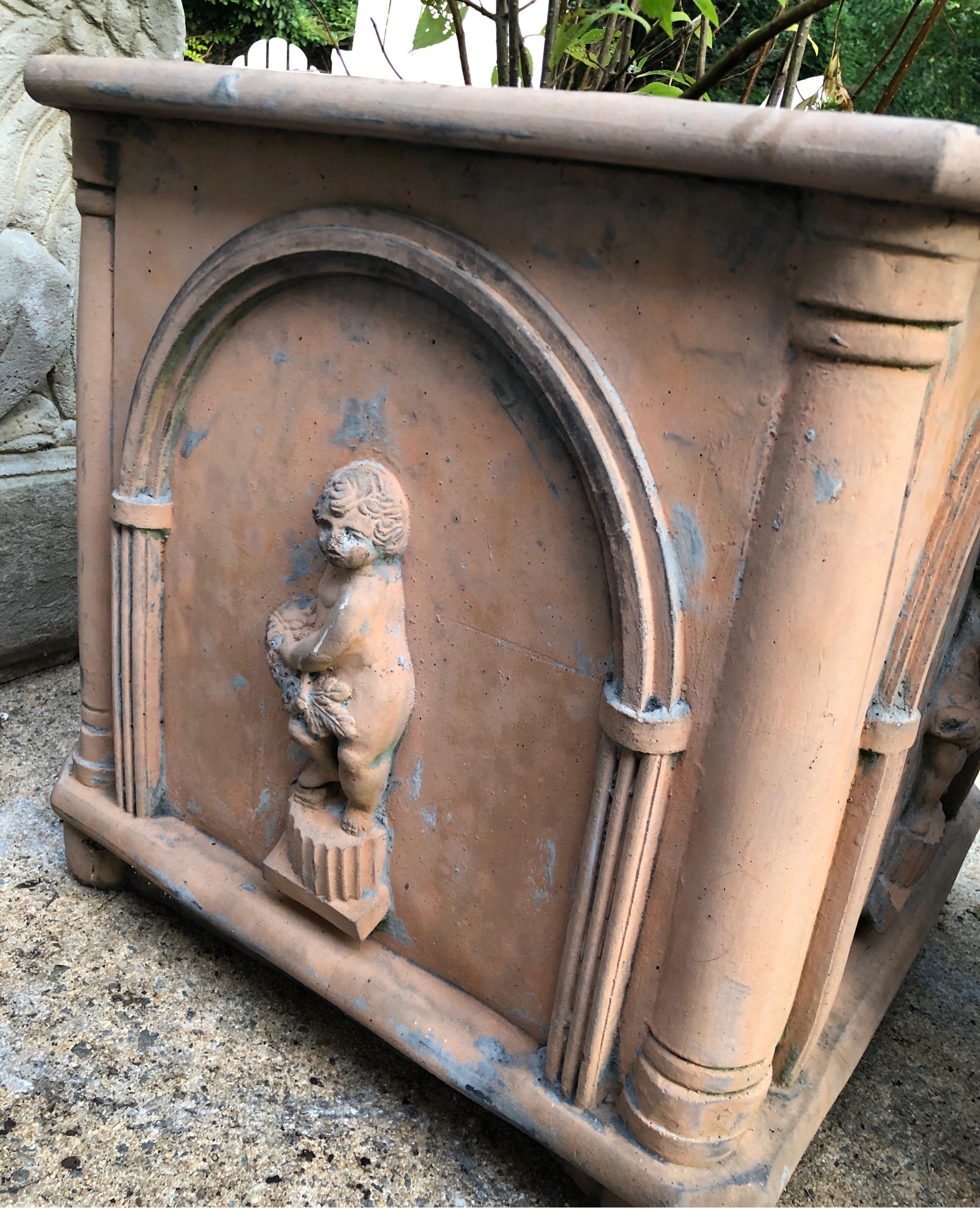 Neoclassical Pair of Antique Heavy Stone French Planters  For Sale