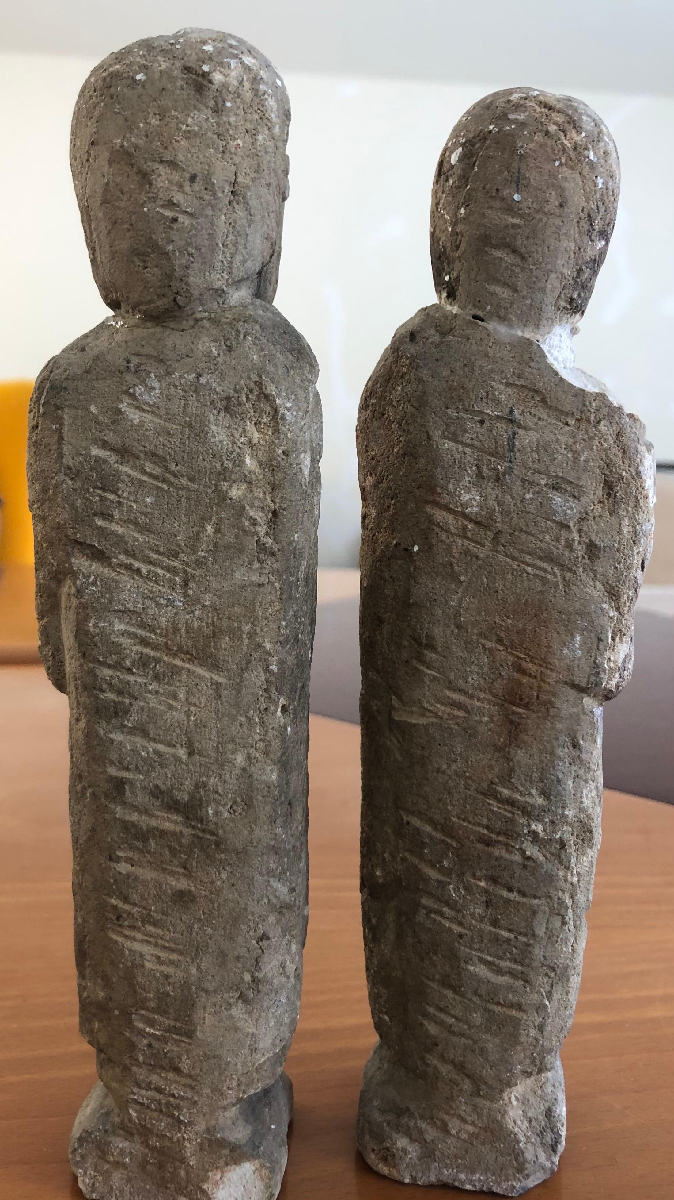 Israeli Pair of Antique Hebrew Stone Figures Sculptures For Sale