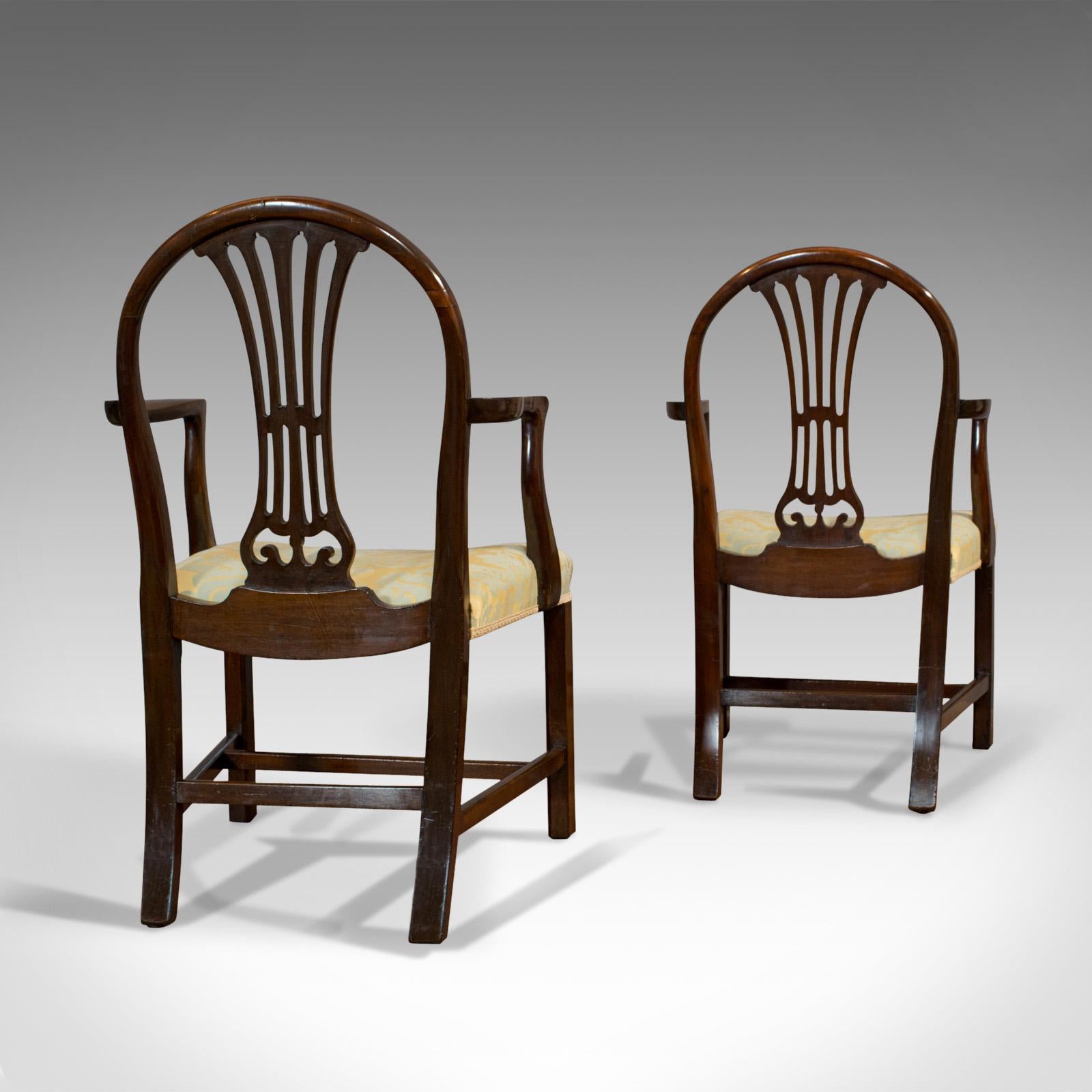 19th Century Pair of Antique Hepplewhite Revival Carvers, Mahogany, Armchair, Victorian