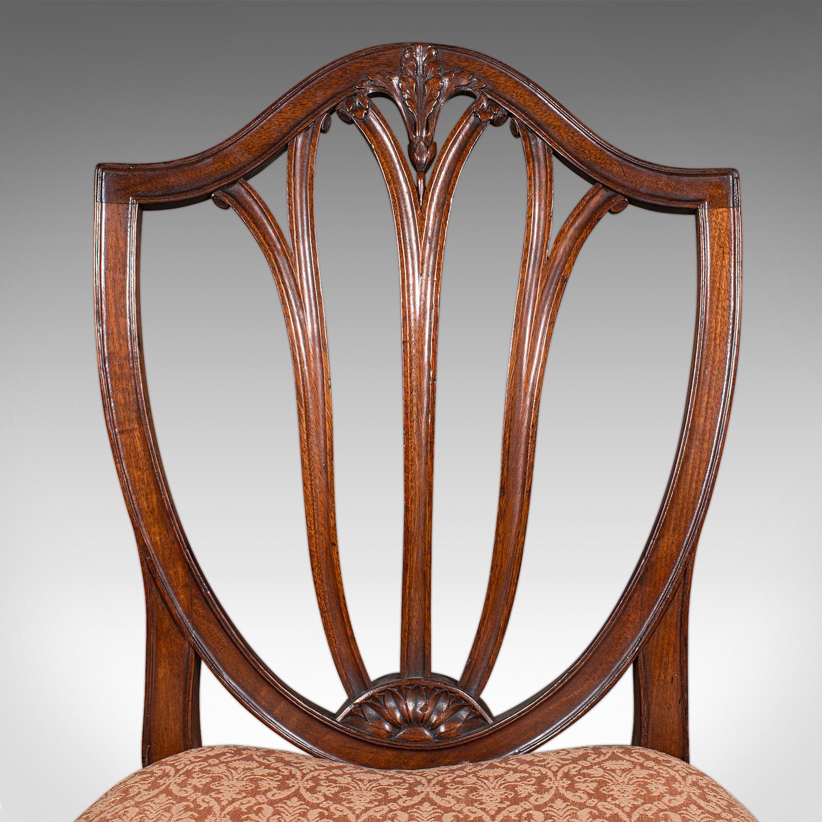Pair Of Antique Hepplewhite Side Chairs, English, Fruitwood, Hall Seat, Georgian For Sale 4