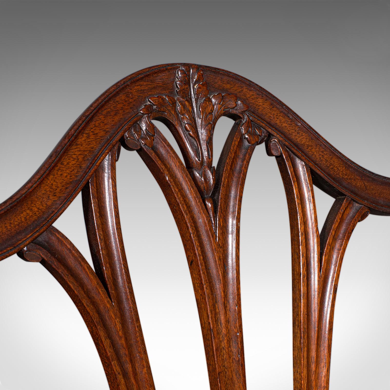 Pair Of Antique Hepplewhite Side Chairs, English, Fruitwood, Hall Seat, Georgian For Sale 5