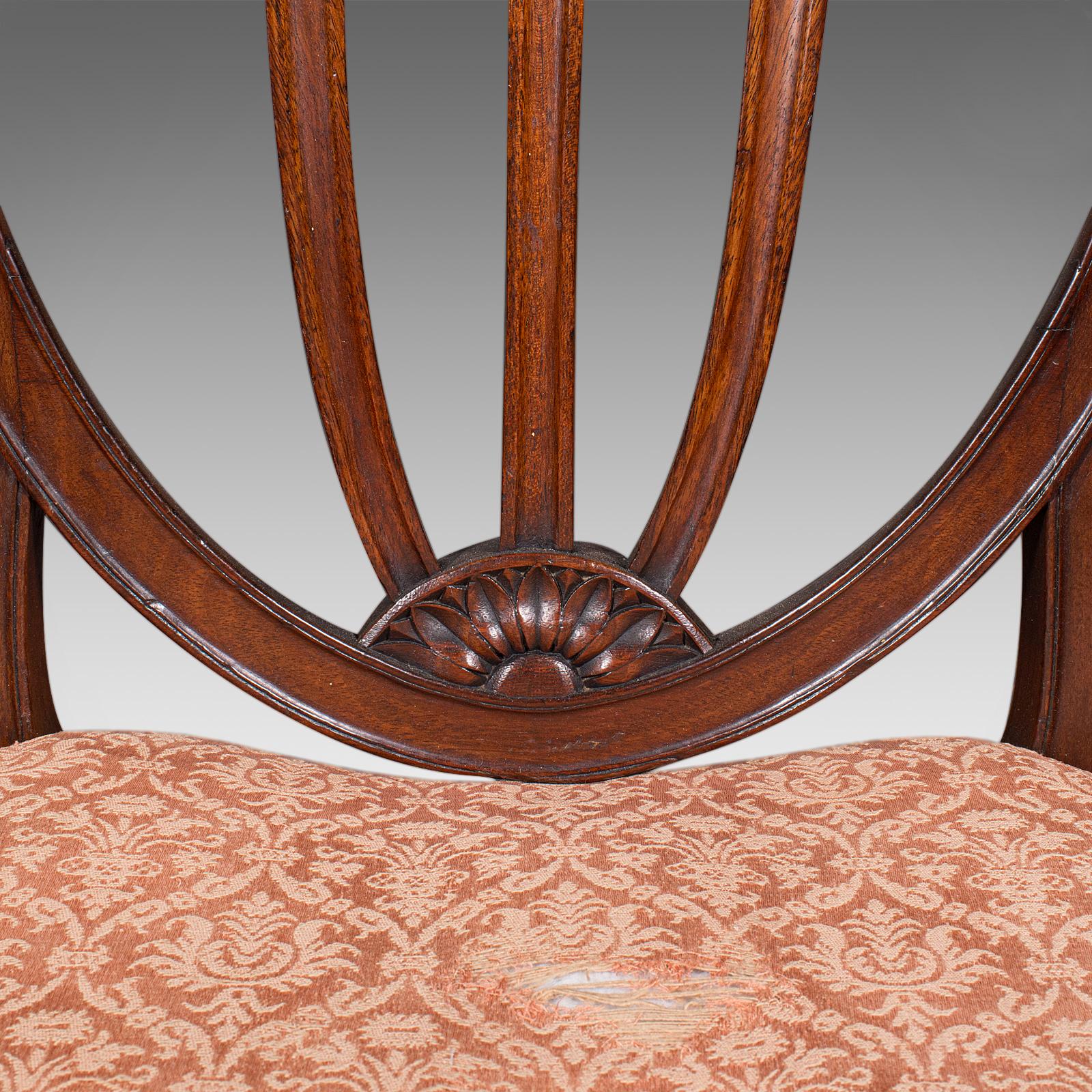Pair Of Antique Hepplewhite Side Chairs, English, Fruitwood, Hall Seat, Georgian For Sale 6