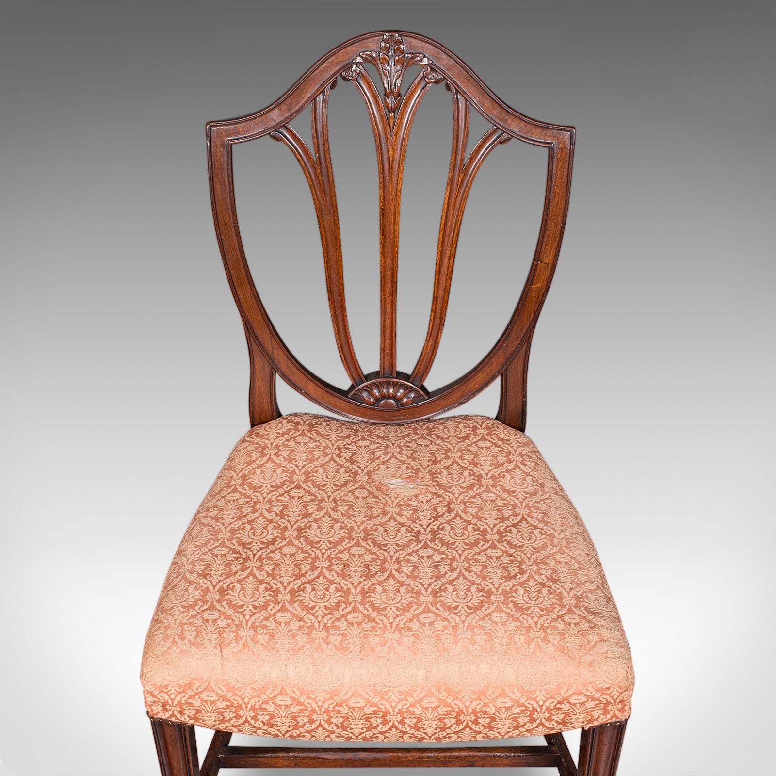 Pair Of Antique Hepplewhite Side Chairs, English, Fruitwood, Hall Seat, Georgian For Sale 2