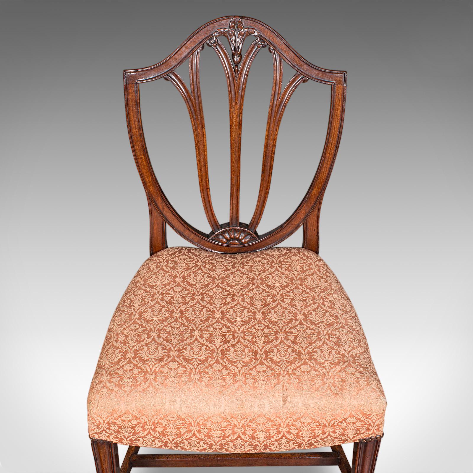 Pair Of Antique Hepplewhite Side Chairs, English, Fruitwood, Hall Seat, Georgian For Sale 3
