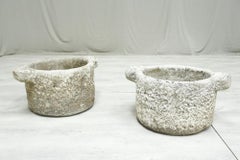 Pair of antique hewn stone mortars