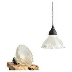 Pair of Vintage Holophane Prismatic Church Pendant Lights