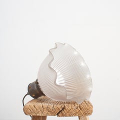 Pair of Antique Holophane Prismatic Glass Church Kitchen Brass Pendant Light