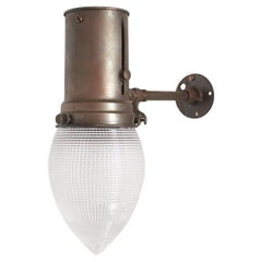 Pair of Antique Holophane Prismatic Glass Church Kitchen Wall Sconce Lights