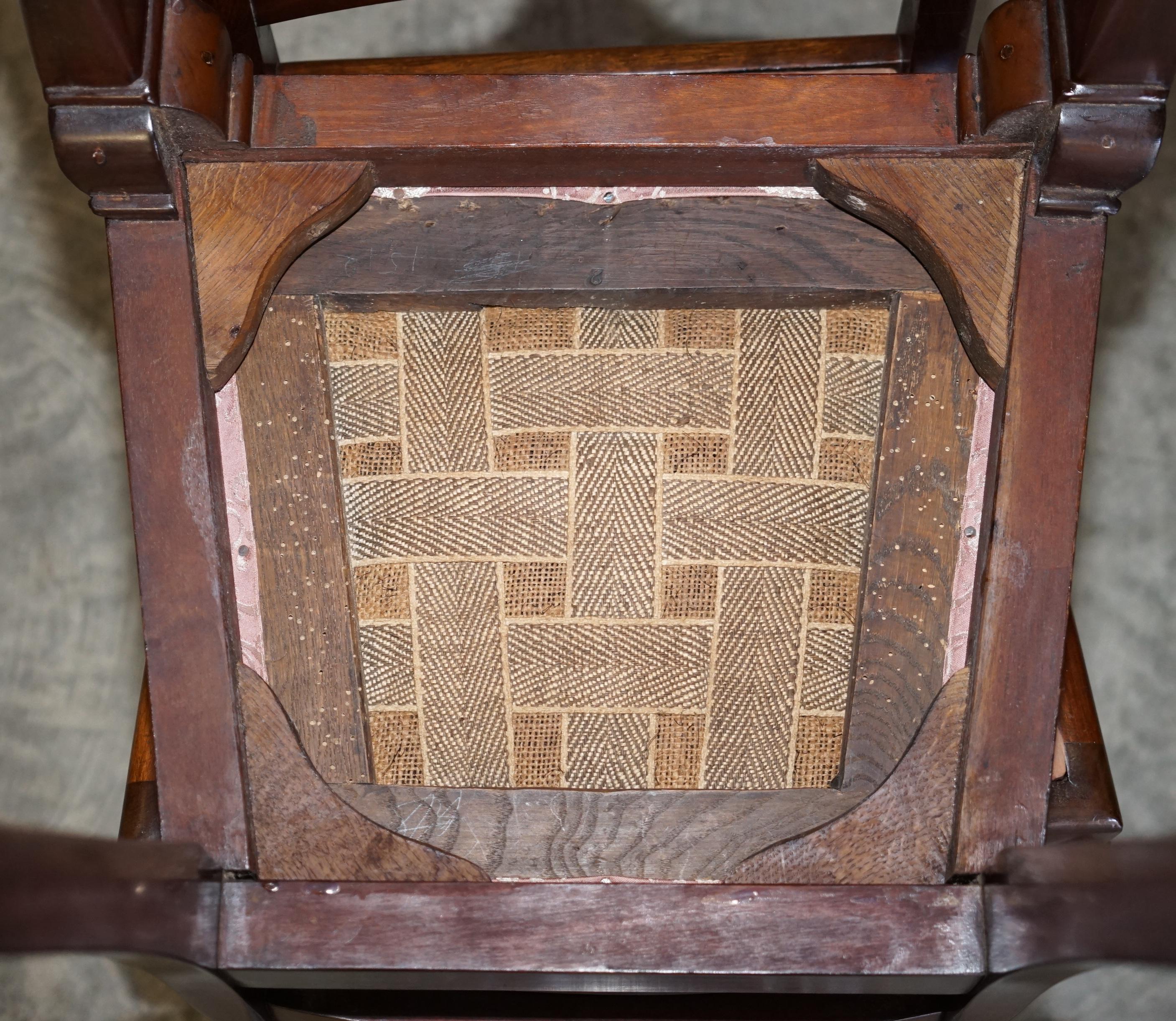 Paar antike, englische, handgeschnitzte Stühle aus Hartholz mit Löwenhaar und Pfotenfüßen aus Honduras im Angebot 7
