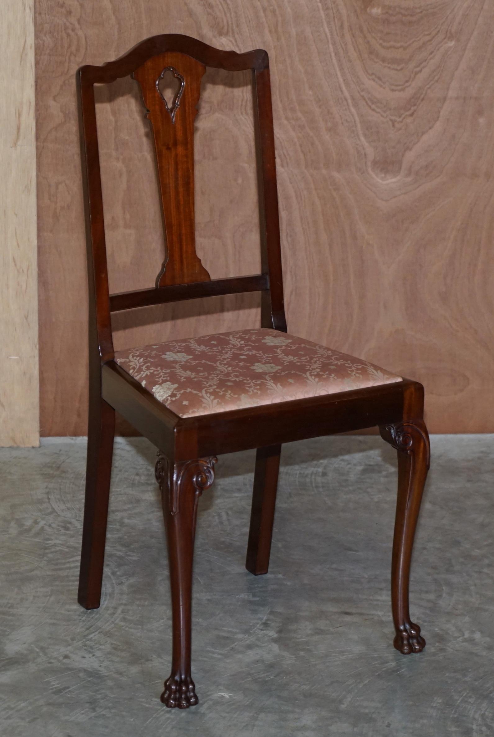 Pair of Antique Honduras Hardwood English Hand Carved Lion Hairy Paw Feet Chairs For Sale 9
