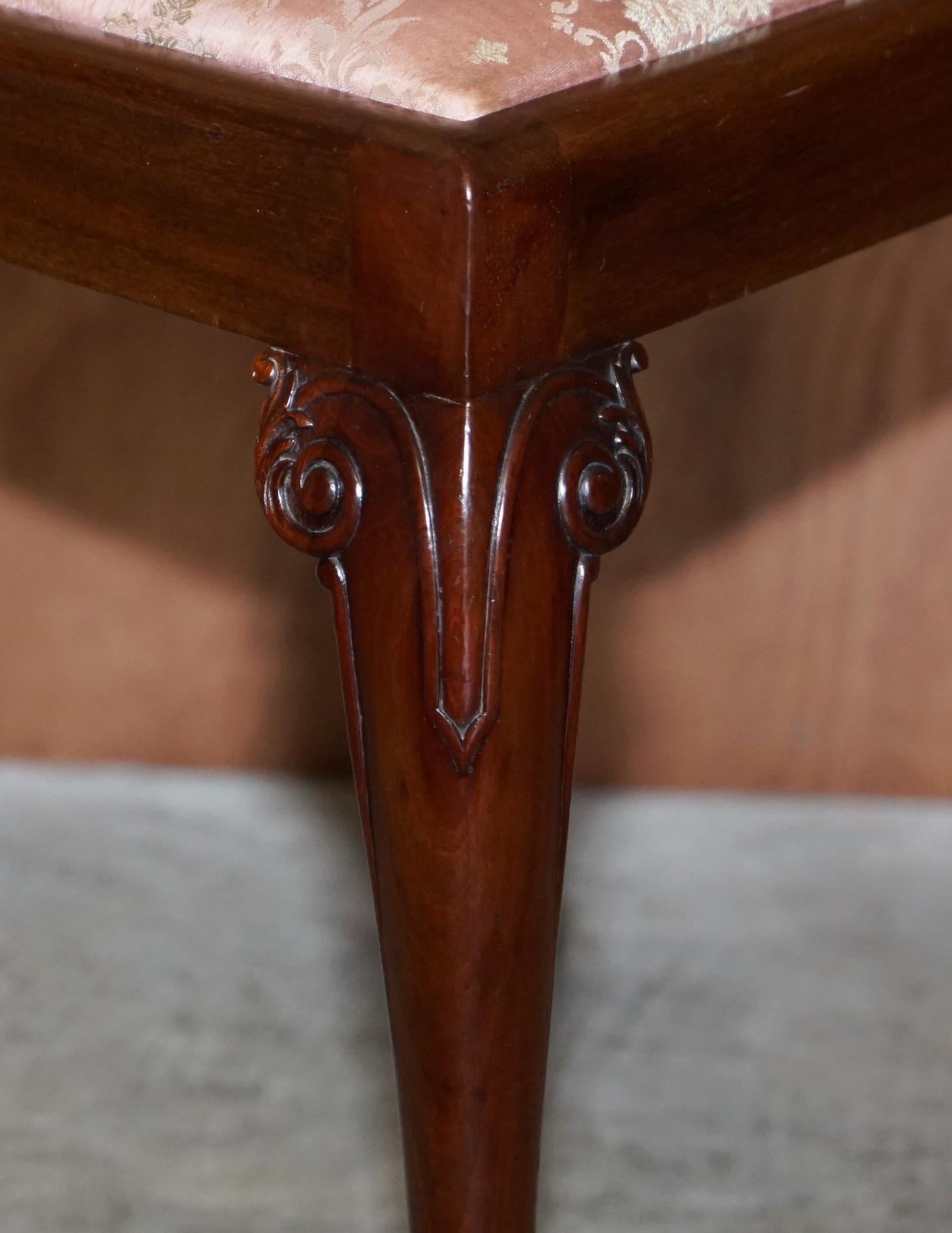 Pair of Antique Honduras Hardwood English Hand Carved Lion Hairy Paw Feet Chairs For Sale 2