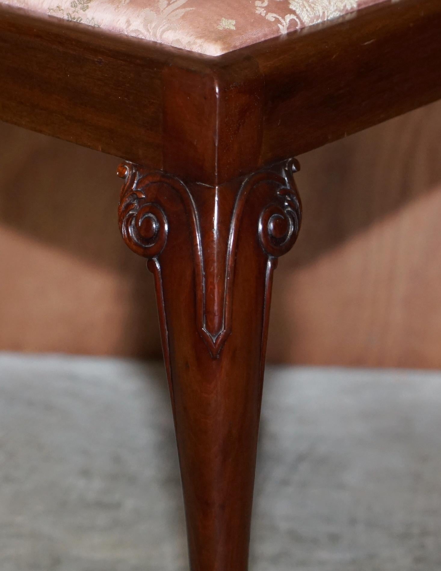 Pair of Antique Honduras Hardwood English Hand Carved Lion Hairy Paw Feet Chairs For Sale 1