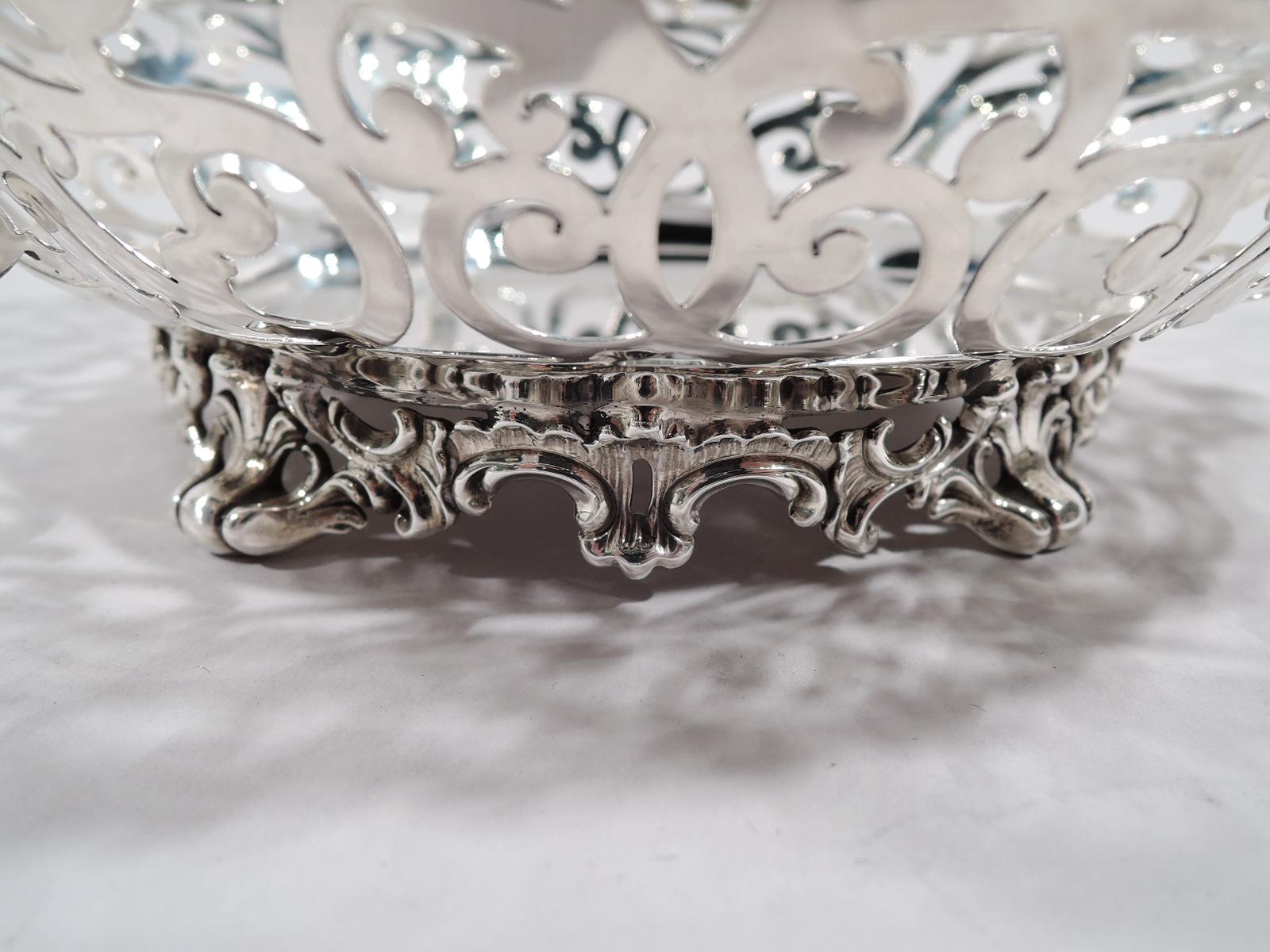 Pair of Antique Howard Edwardian Sterling Silver Openwork Bowls 1