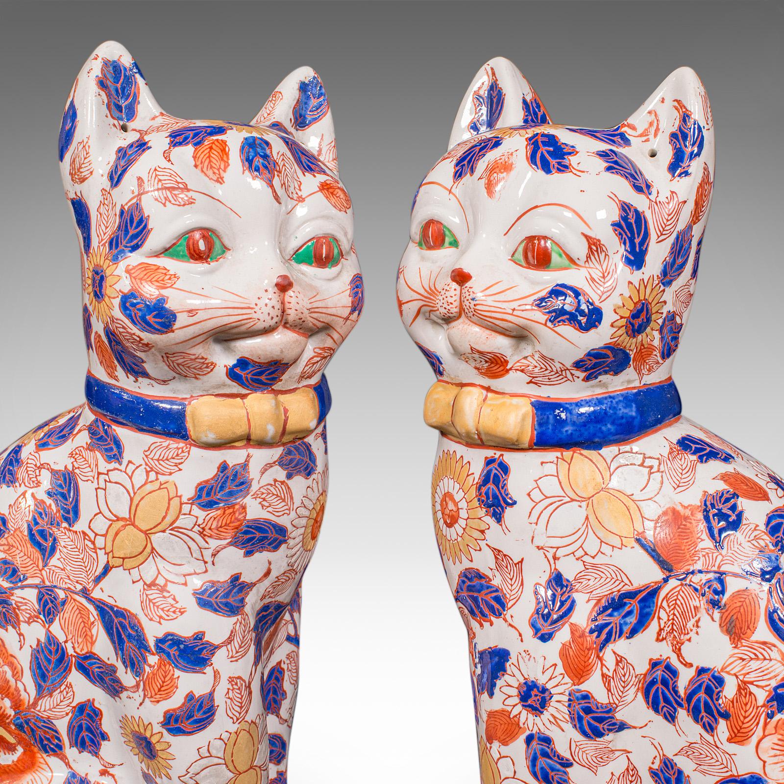 Pair of Antique Imari Cat Figures, Japanese, Ceramic, Bookends, Edwardian, 1910 6