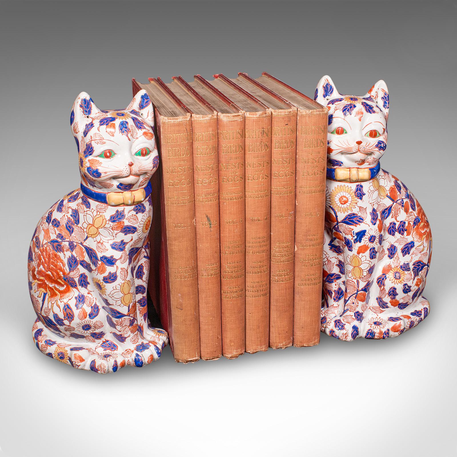 Pair of Antique Imari Cat Figures, Japanese, Ceramic, Bookends, Edwardian, 1910 8