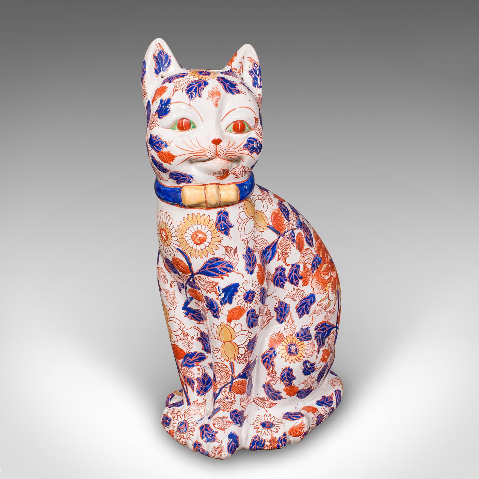 Early 20th Century Pair of Antique Imari Cat Figures, Japanese, Ceramic, Bookends, Edwardian, 1910