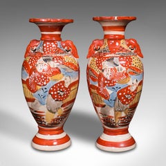 Pair Of Antique Imari Vases, Japanese, Hand Painted, Meiji, Victorian, C.1900