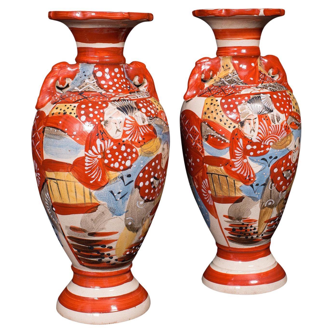 Pair Of Antique Imari Vases, Japanese, Hand Painted, Meiji, Victorian, C.1900 For Sale