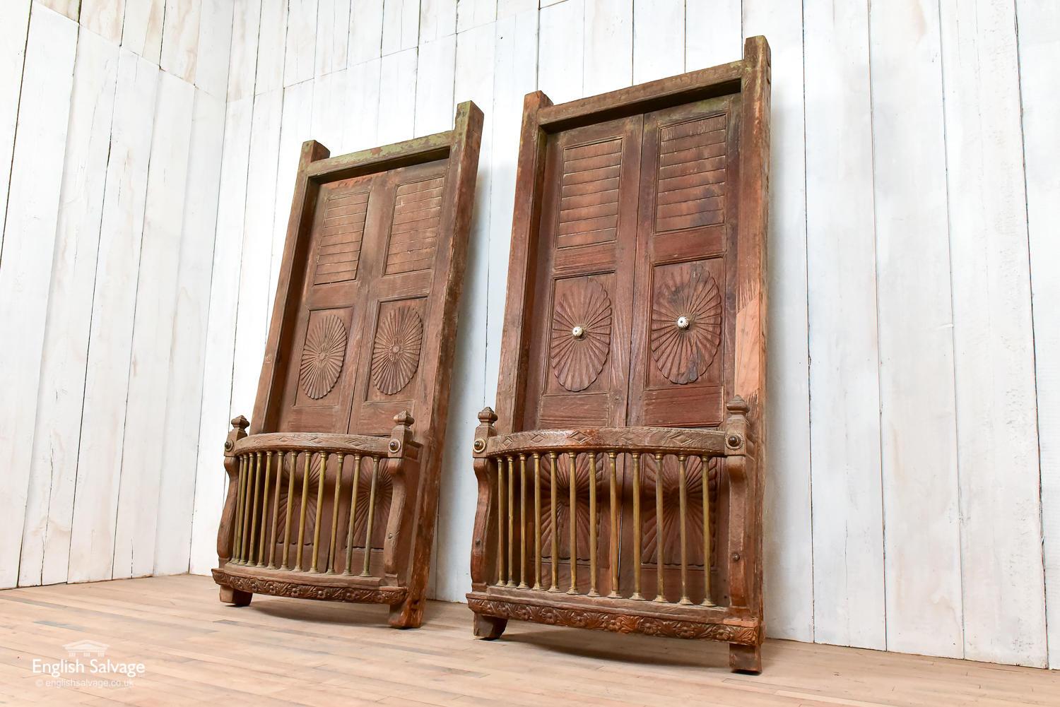 European Pair of Antique Indian Balcony Doors, 20th Century For Sale