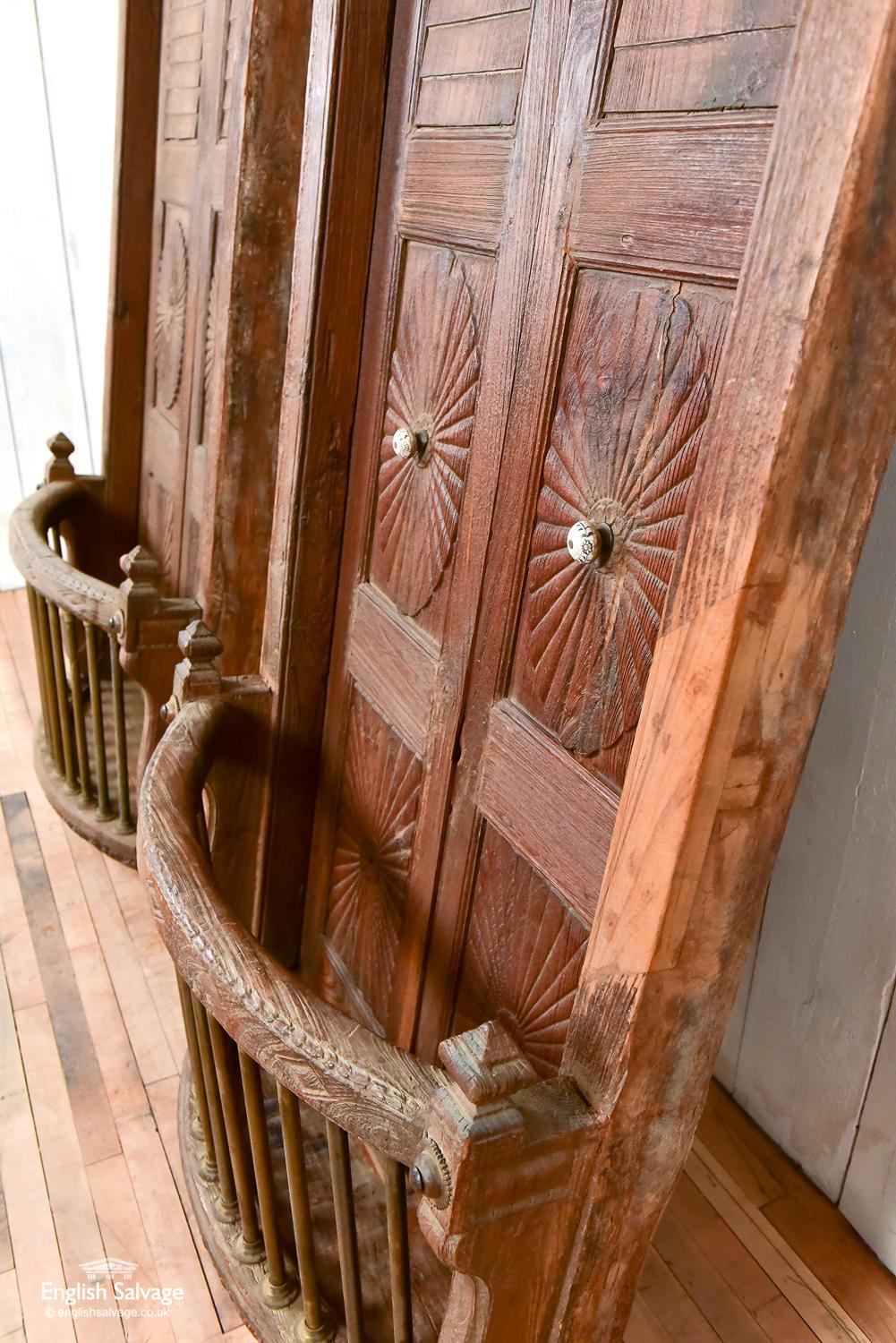Teak Pair of Antique Indian Balcony Doors, 20th Century For Sale