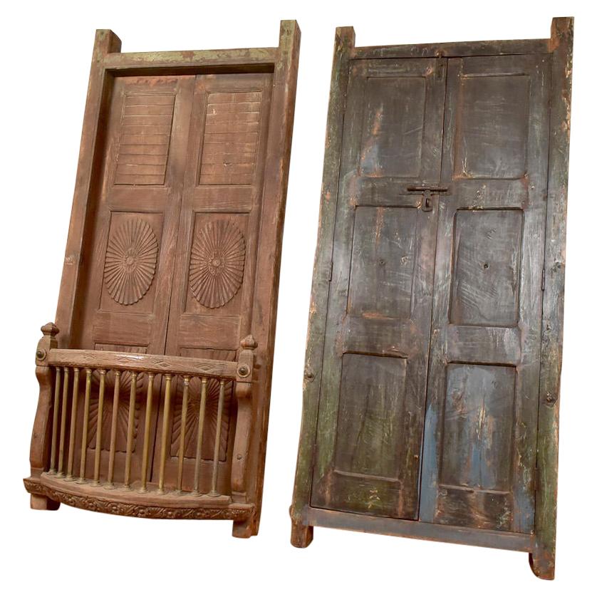 Pair of Antique Indian Balcony Doors, 20th Century For Sale