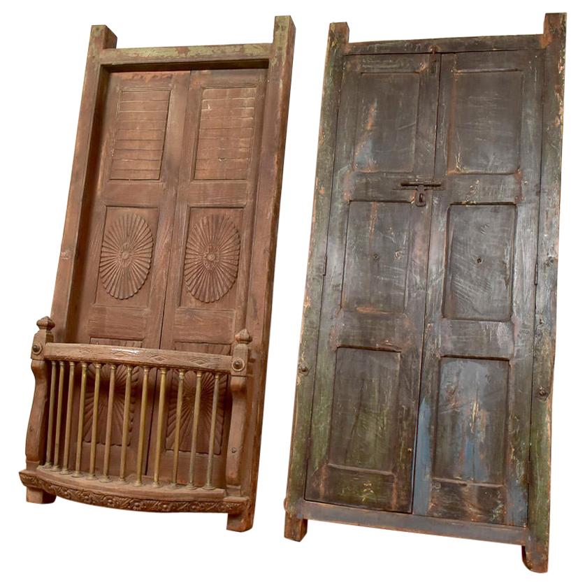 Pair of Antique Indian Balcony Doors, 20th Century For Sale