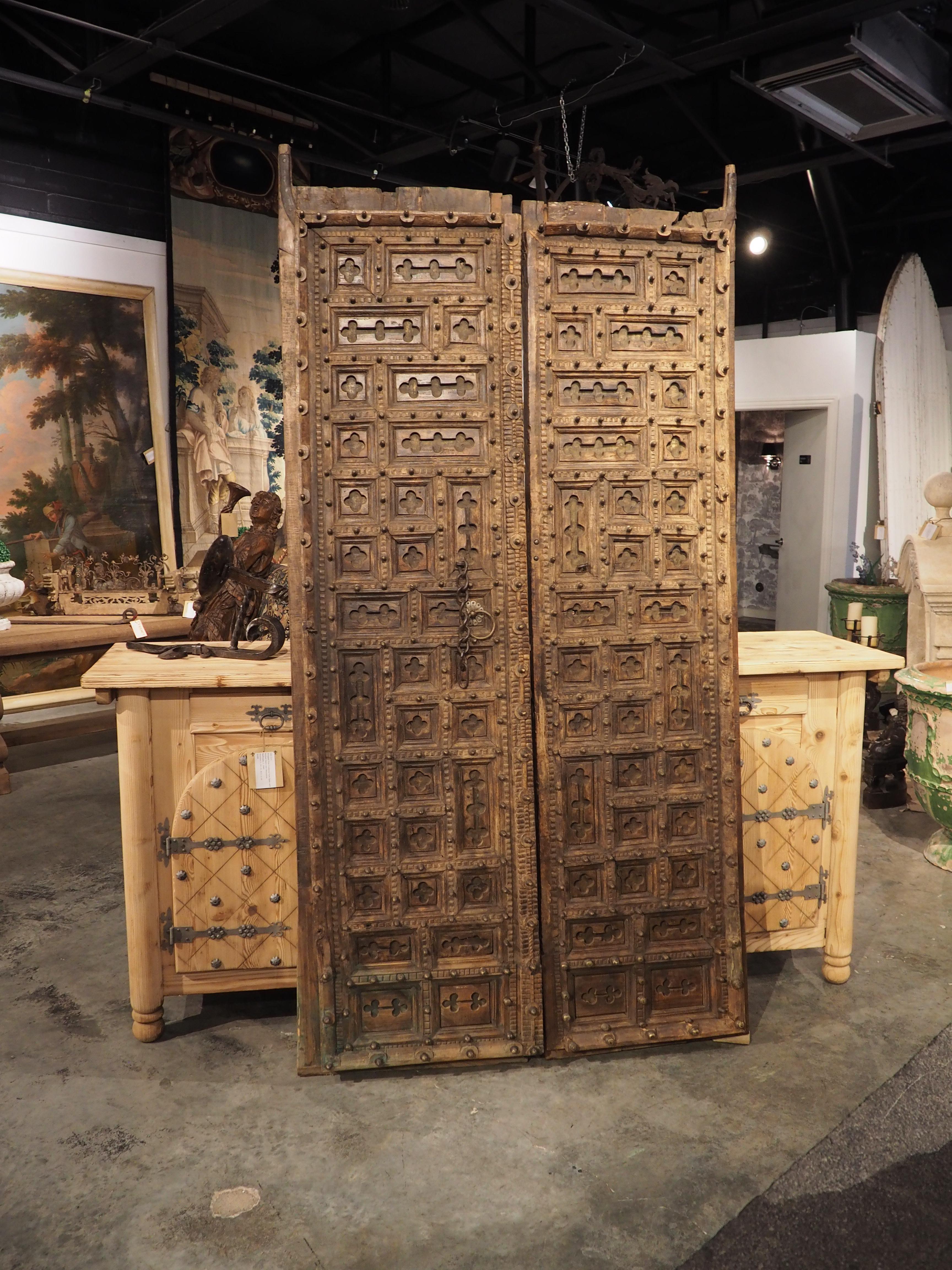 Pair of Antique Indian Teakwood Doors, 19th Century 3