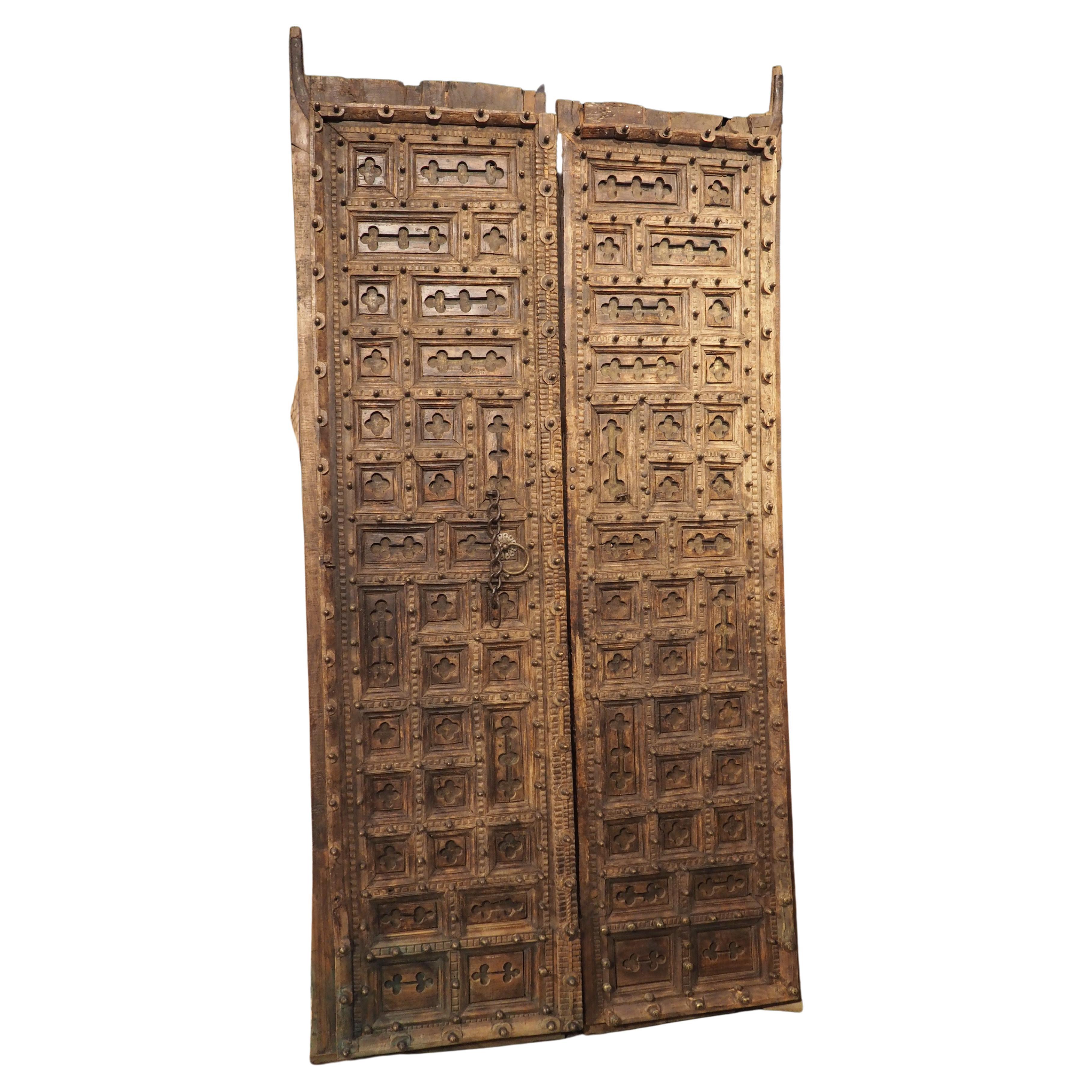 Pair of Antique Indian Teakwood Doors, 19th Century
