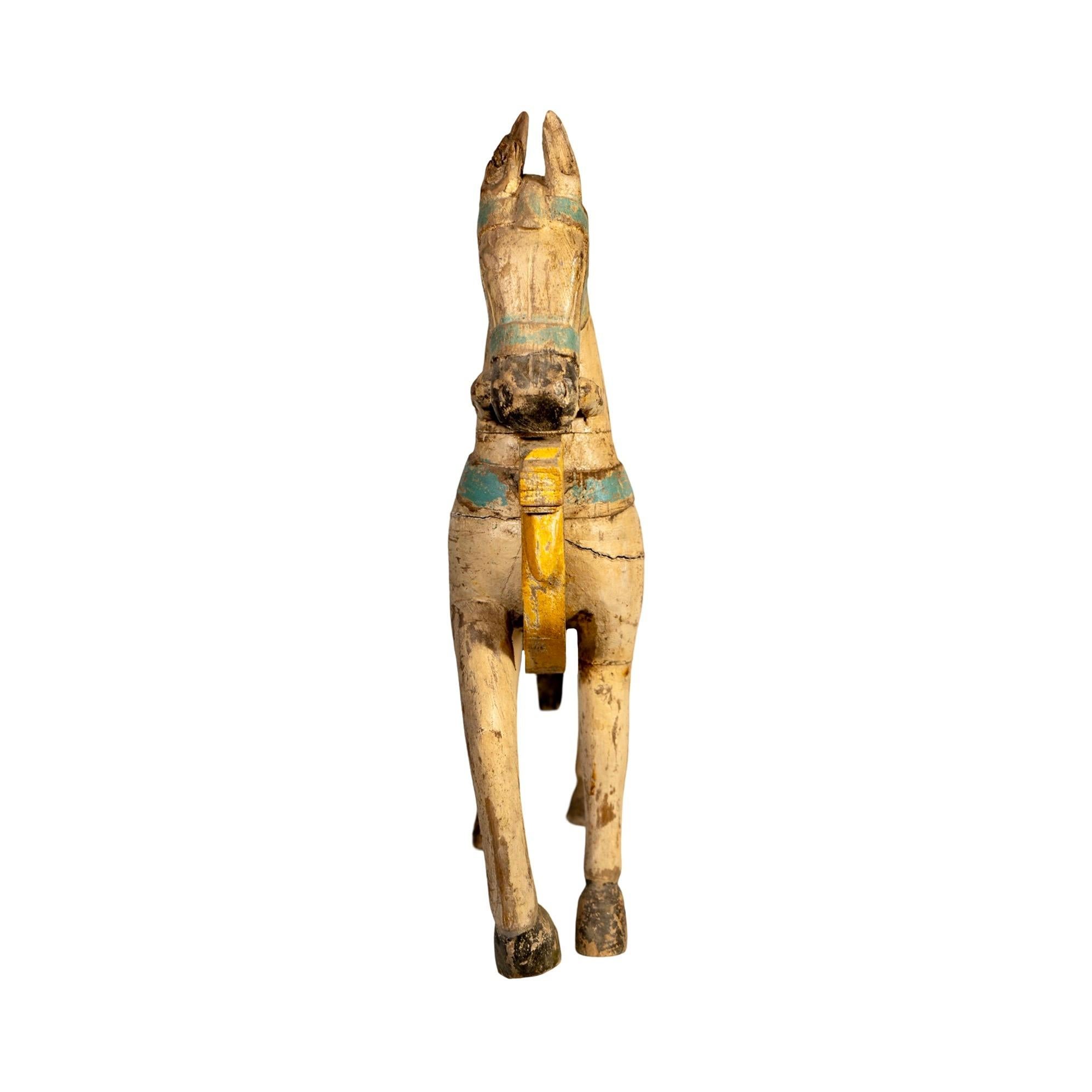 Pair of Antique Indian Wooden Horses For Sale 7