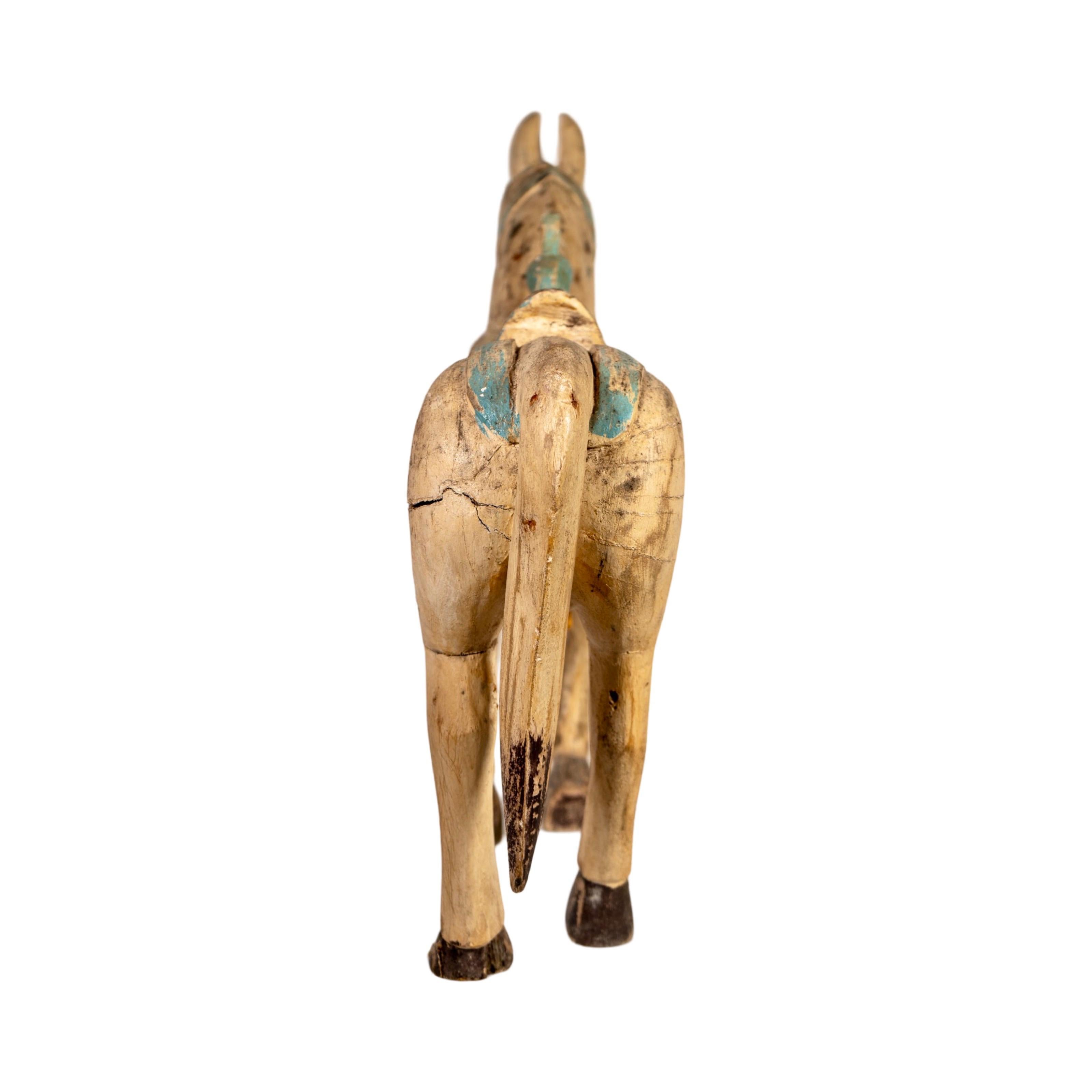 Pair of Antique Indian Wooden Horses For Sale 3