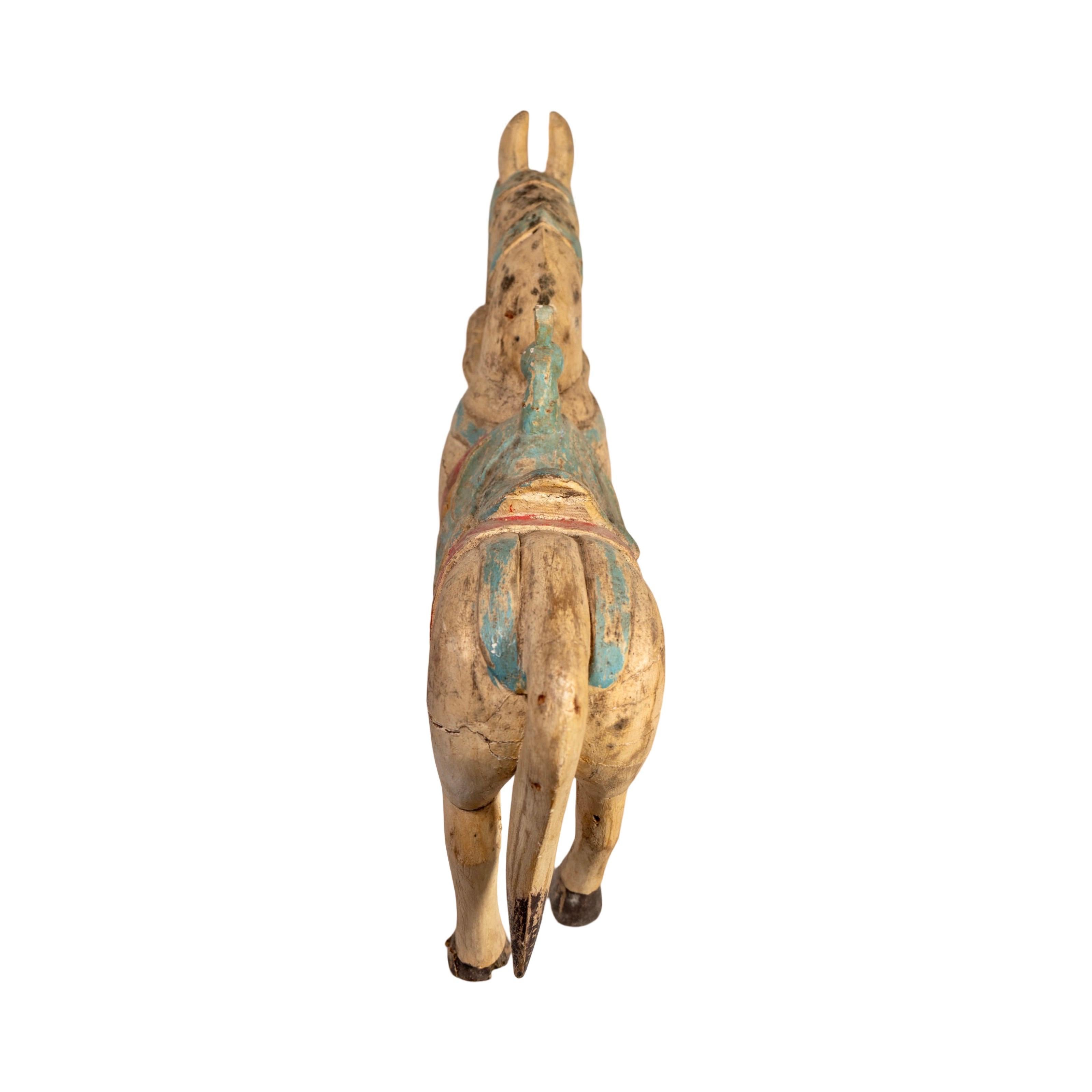 Pair of Antique Indian Wooden Horses For Sale 4