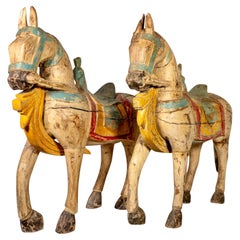 Pair of Antique Indian Wooden Horses