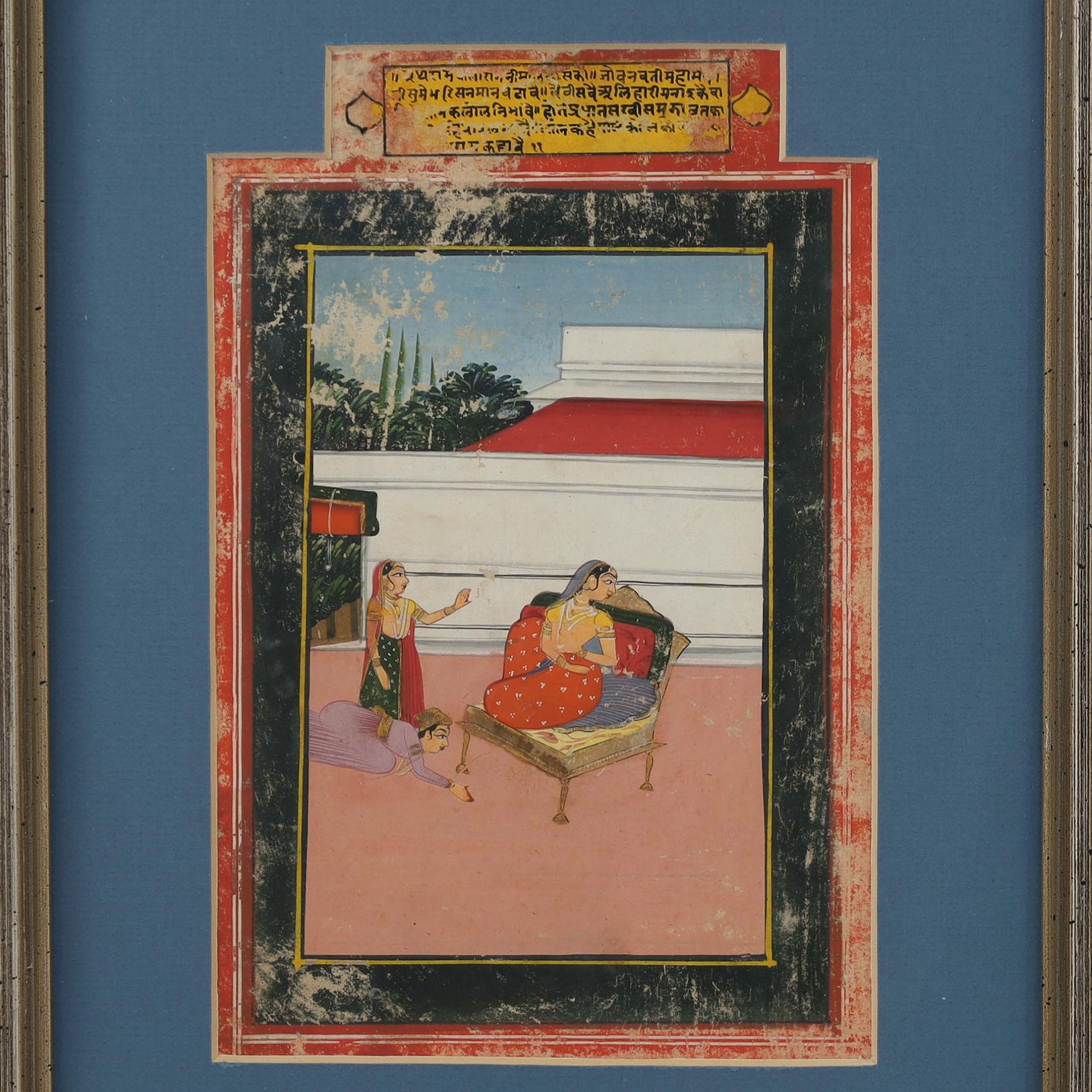 Hand-Painted Pair of Antique Indo Persian Illustrations of Cultural Events For Sale