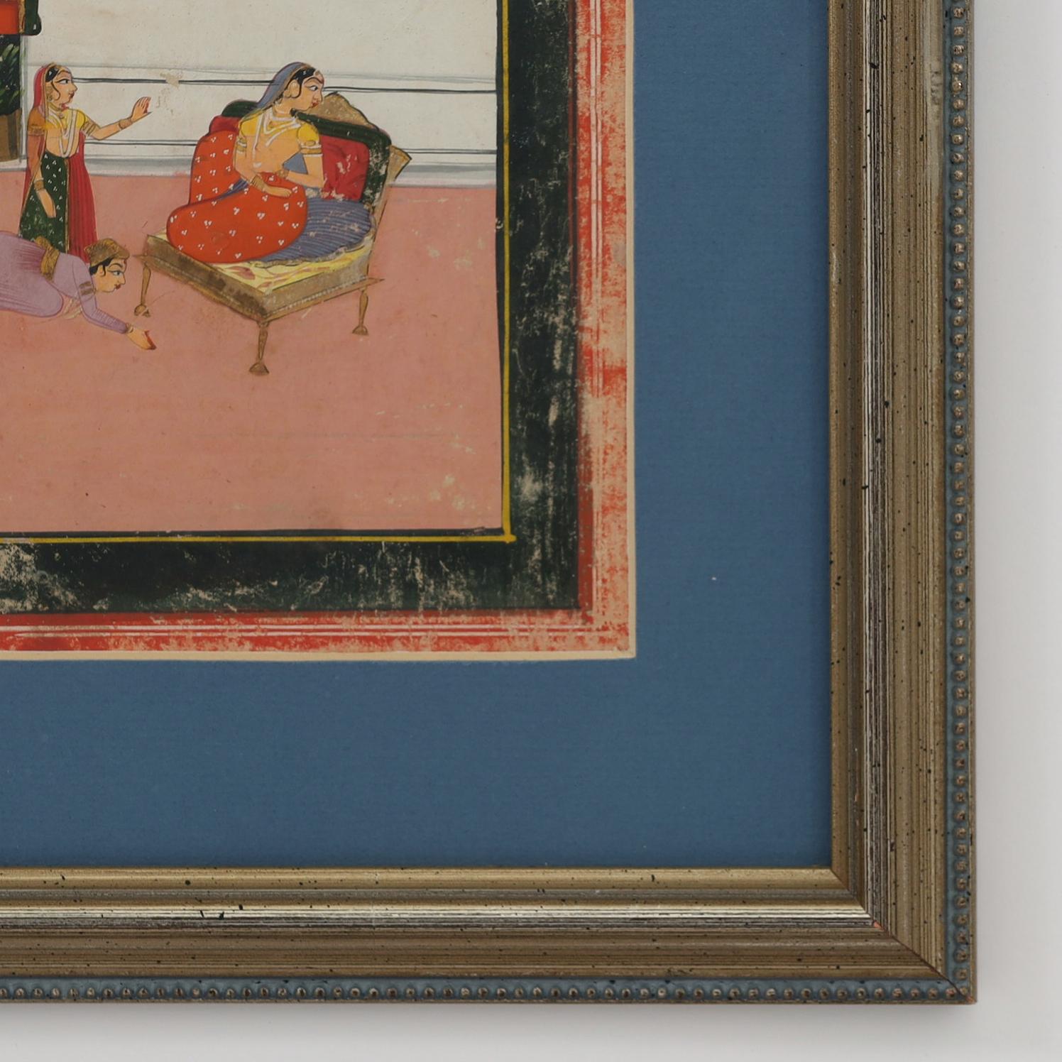 Pair of Antique Indo Persian Illustrations of Cultural Events In Good Condition For Sale In Palm Beach, FL