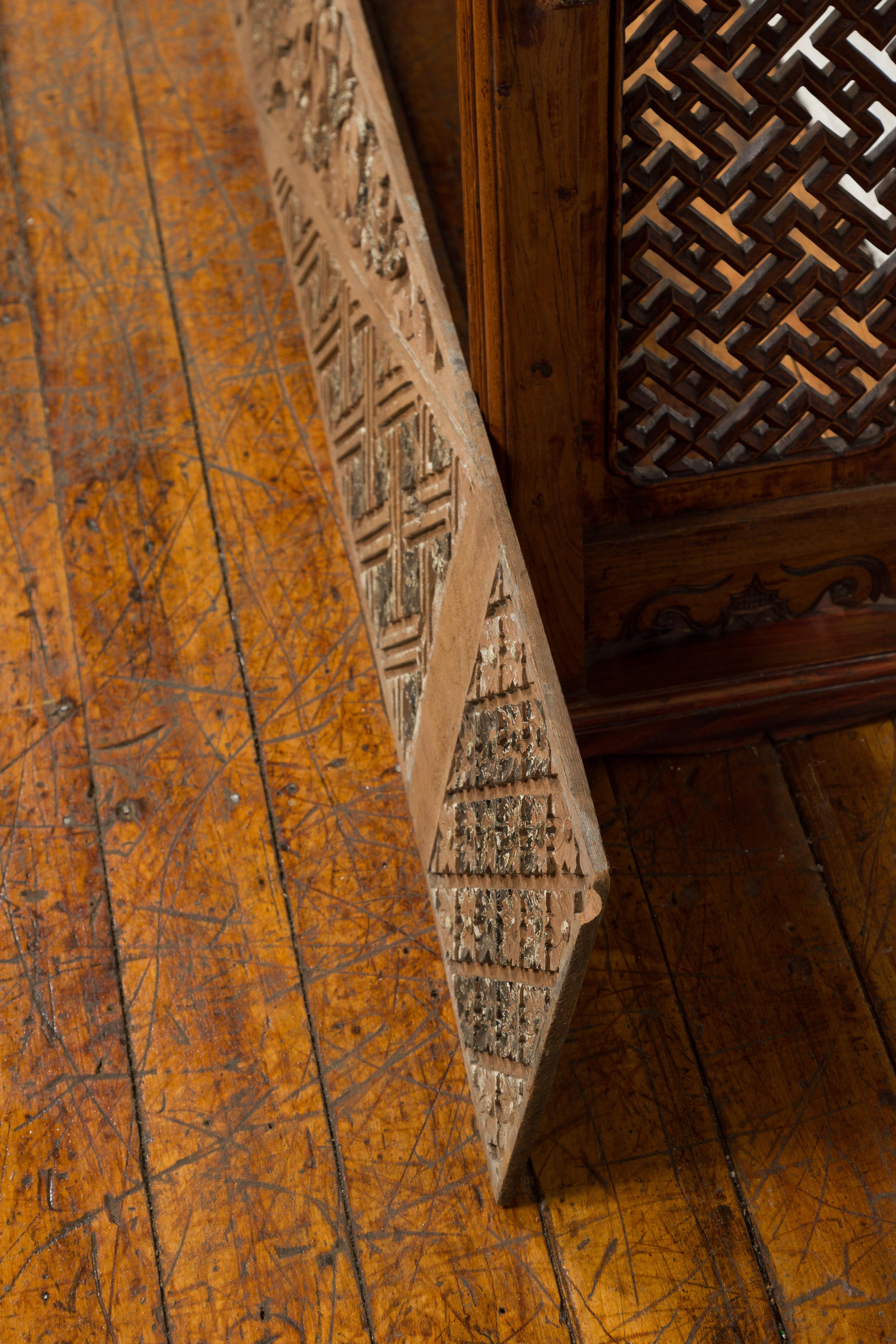 Pair of Antique Indonesian Carved Wooden Panels with Traces of Polychromy For Sale 10