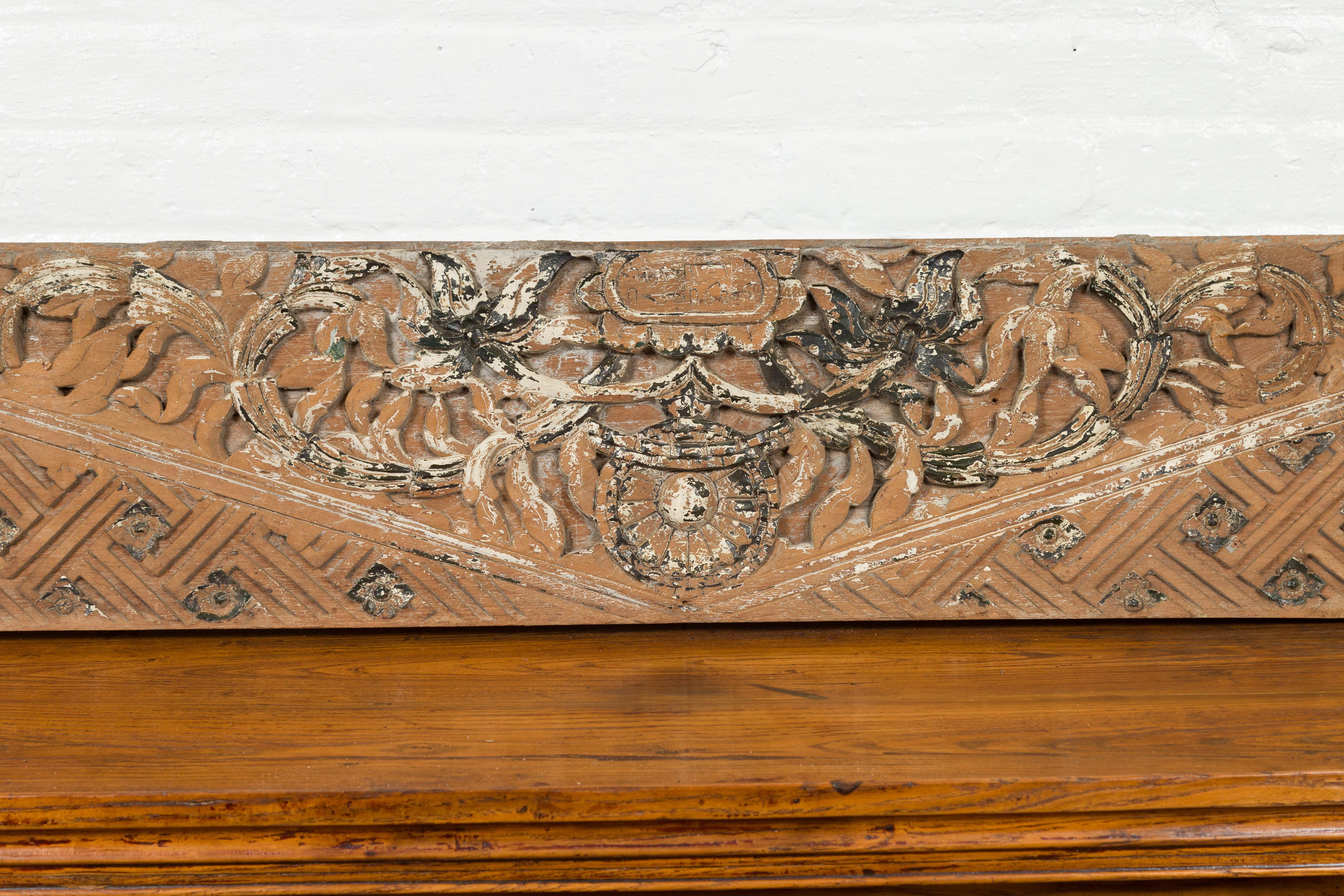 19th Century Pair of Antique Indonesian Carved Wooden Panels with Traces of Polychromy For Sale
