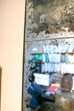 Pair of Antique Industrial Mirrors with Original Patina and Iron Frame