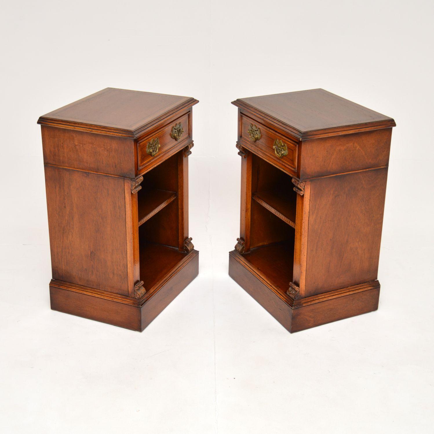 Victorian Pair of Antique Inlaid Bedside Cabinets For Sale