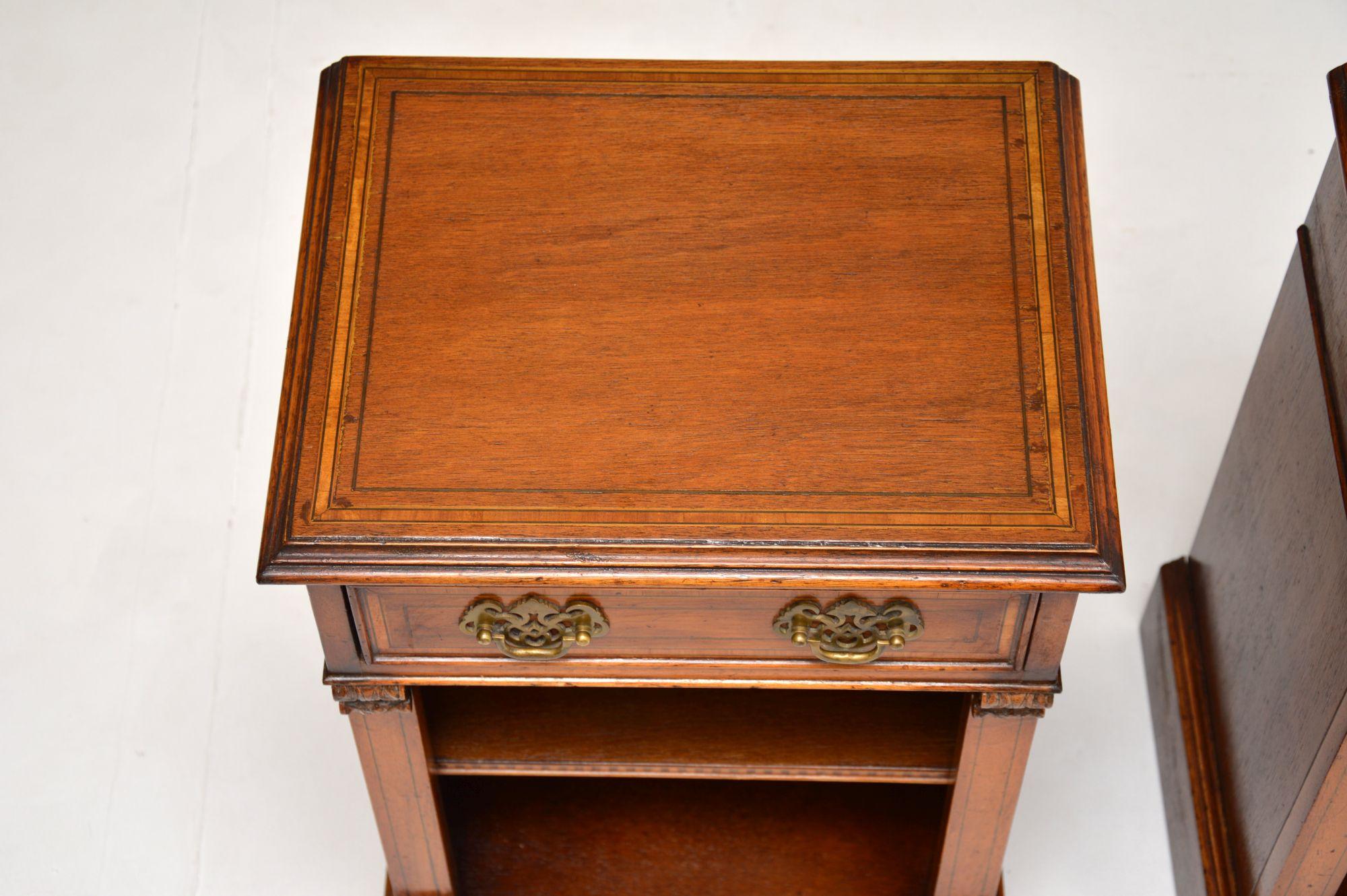 Inlay Pair of Antique Inlaid Bedside Cabinets For Sale