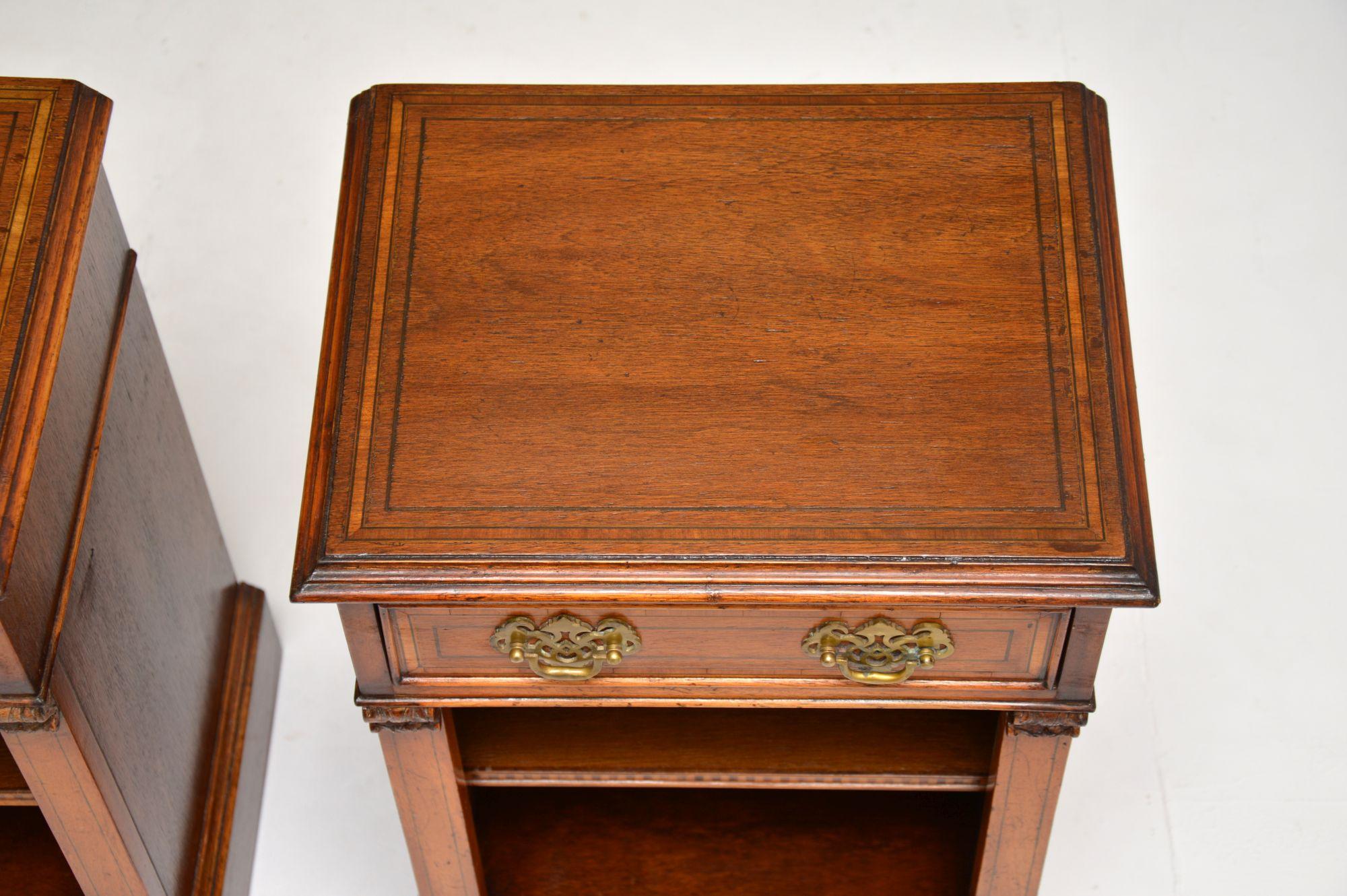 Pair of Antique Inlaid Bedside Cabinets In Good Condition For Sale In London, GB